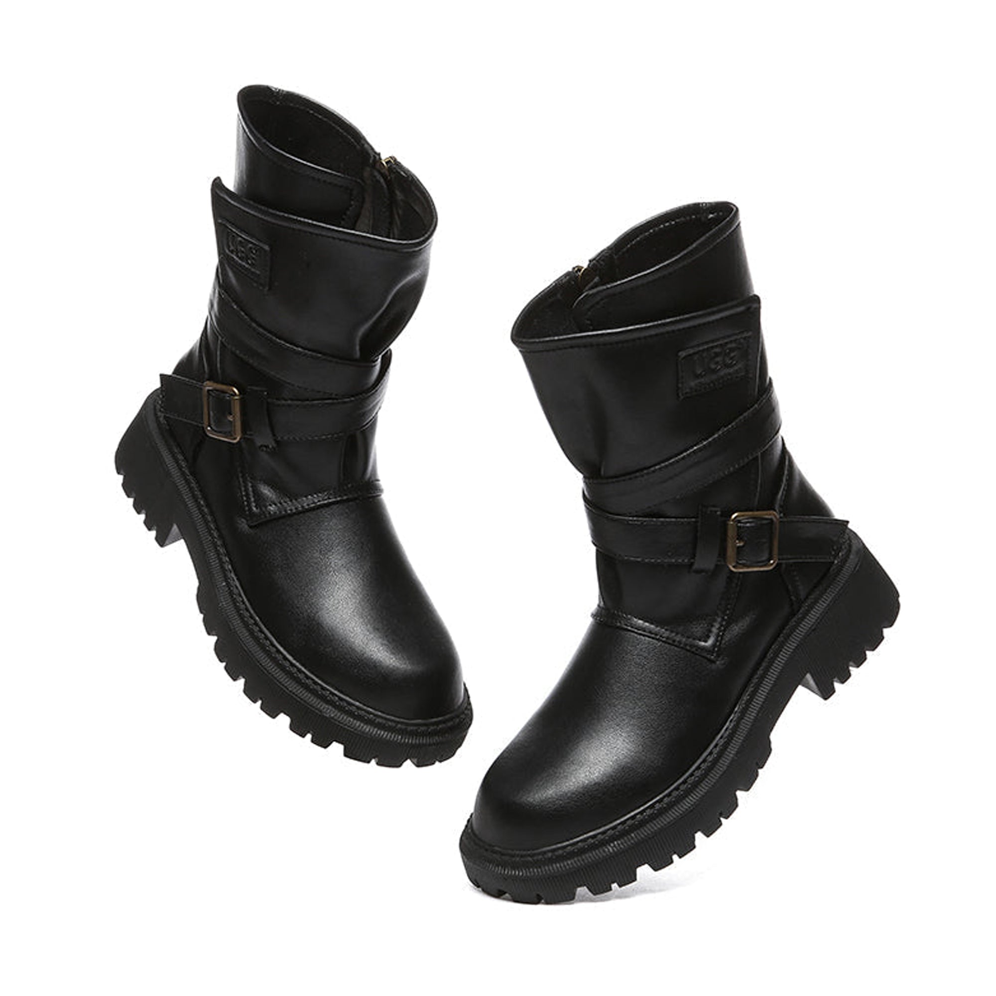 Breanna Women Black Zipper Leather Boots
