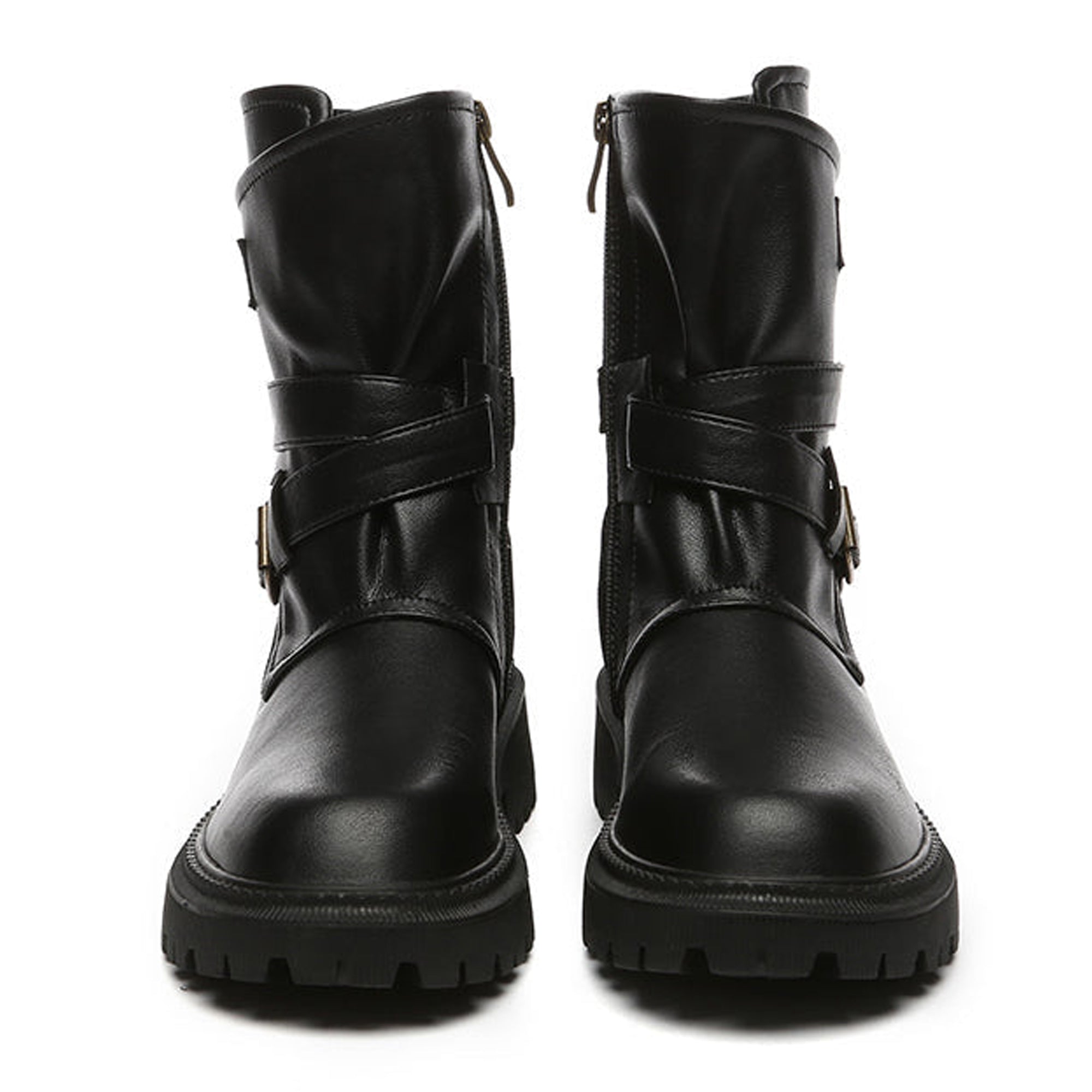 Breanna Women Black Zipper Leather Boots