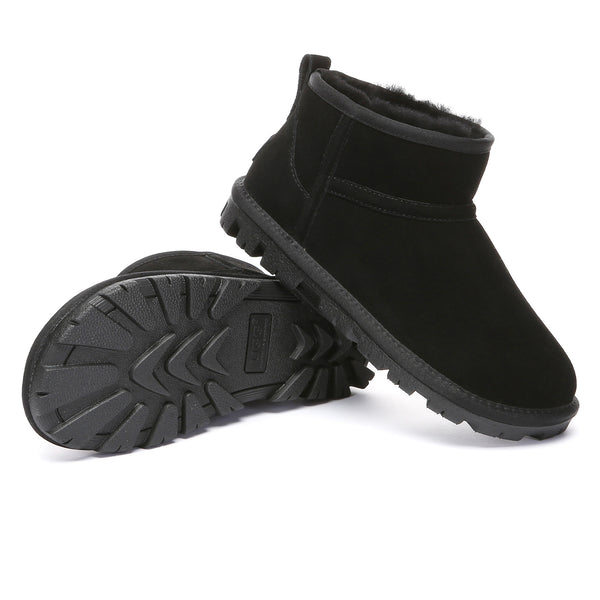 EverUgg Active Sole Ultra Mini UGG Boots for women, showcasing the cozy, plush interior and classic suede exterior.