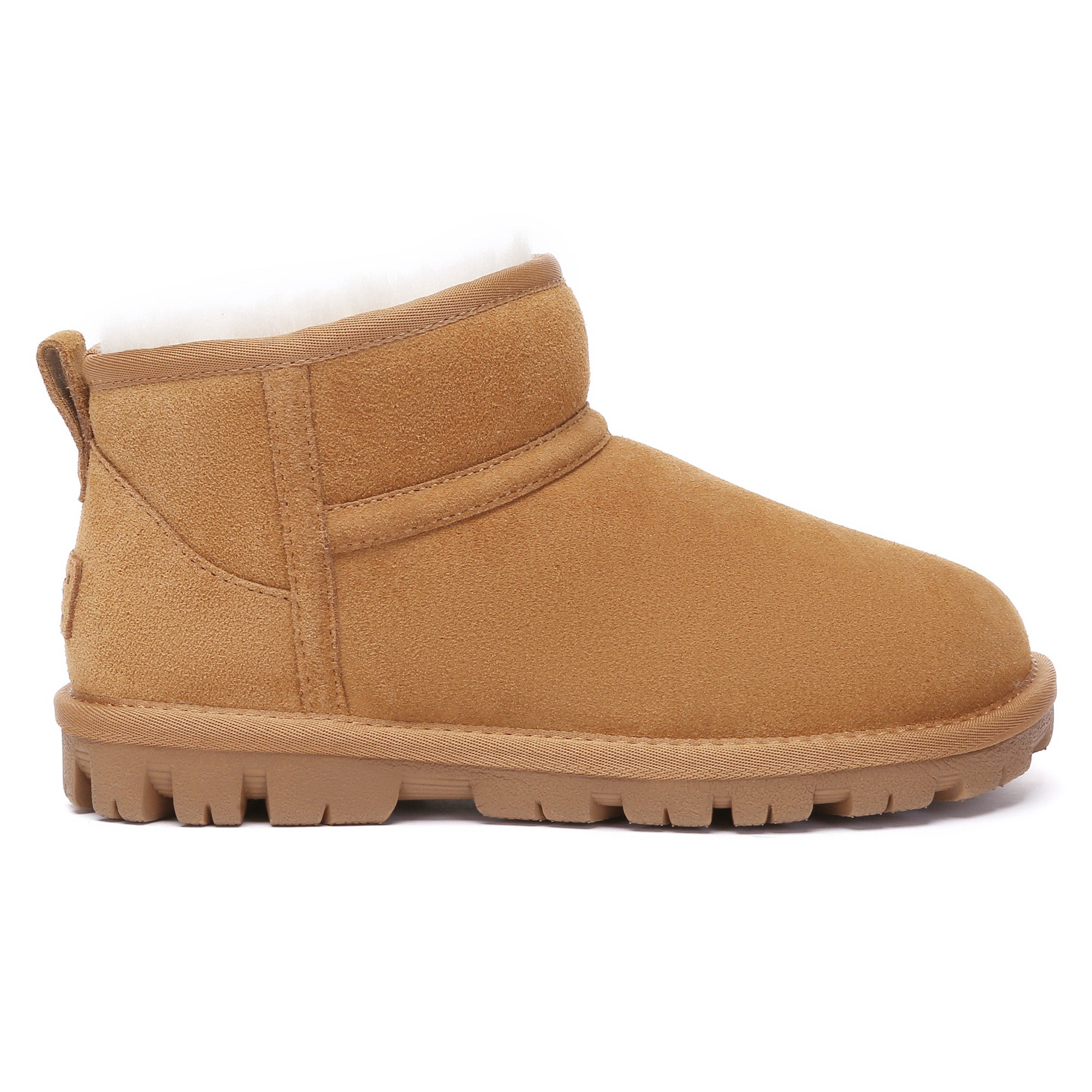EverUgg Active Sole Ultra Mini UGG Boots for women, showcasing soft suede exterior and plush sheepskin lining.
