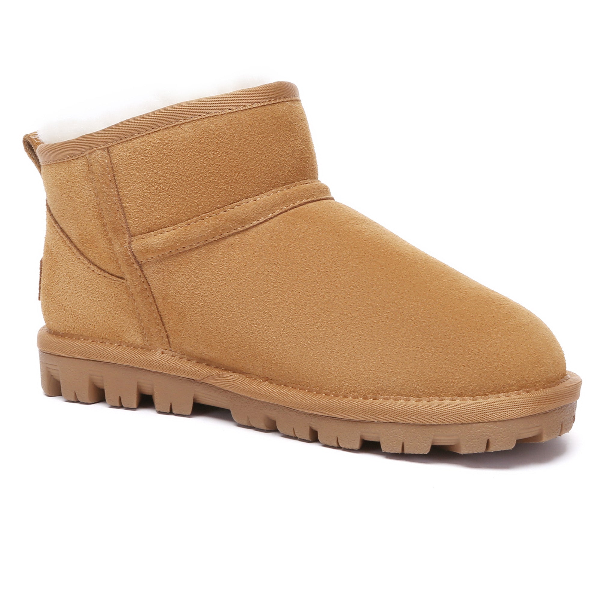 EverUgg Active Sole Ultra Mini UGG Boots for women, showcasing soft suede exterior and plush sheepskin lining.