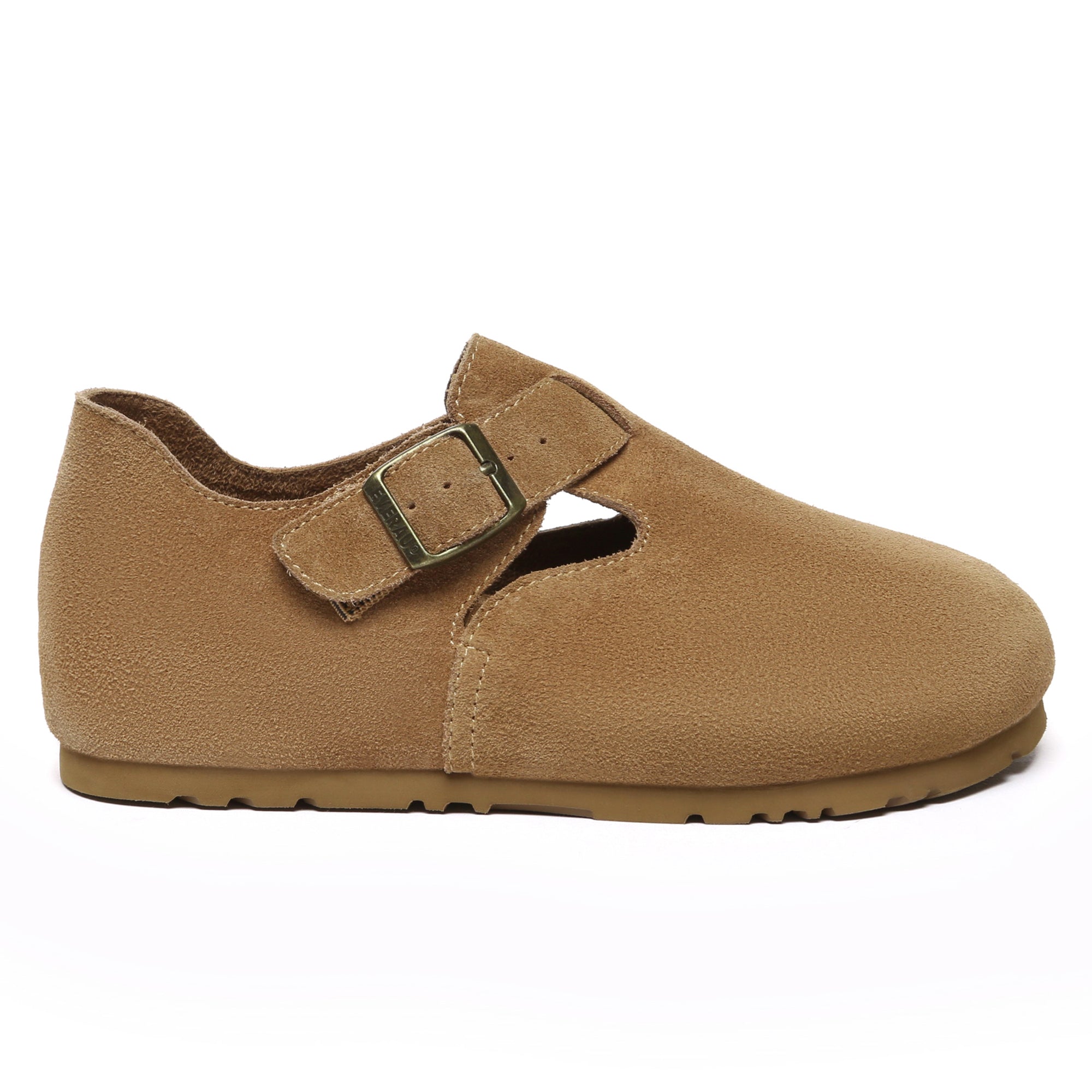 EverUgg adjustable buckle clog slippers with soft leather straps and cushioned insoles for comfortable indoor wear.