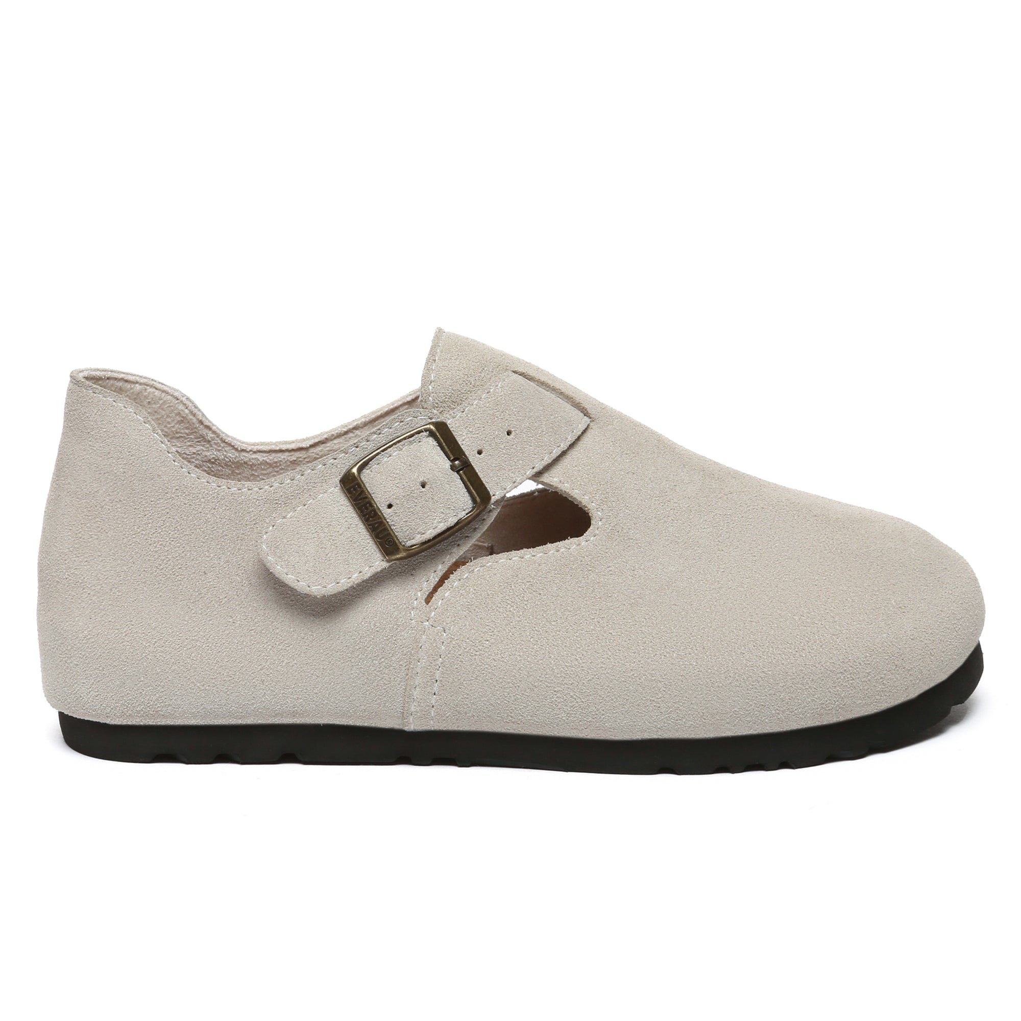 EverUgg adjustable buckle clog slippers featuring soft material and a comfortable slip-on design for cozy indoor wear.