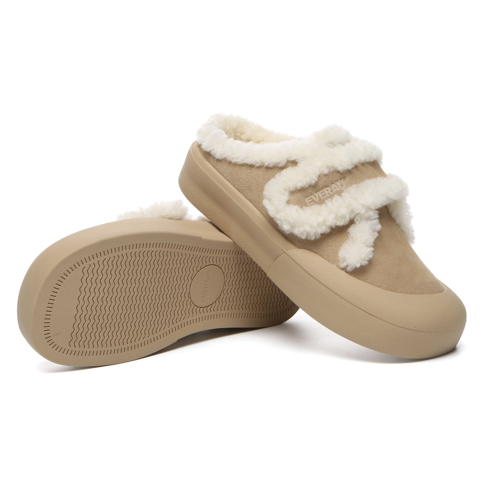 EverUgg women's adjustable shearling strap slippers with cozy shearling lining and slip-on design, stylish and comfortable for home wear.