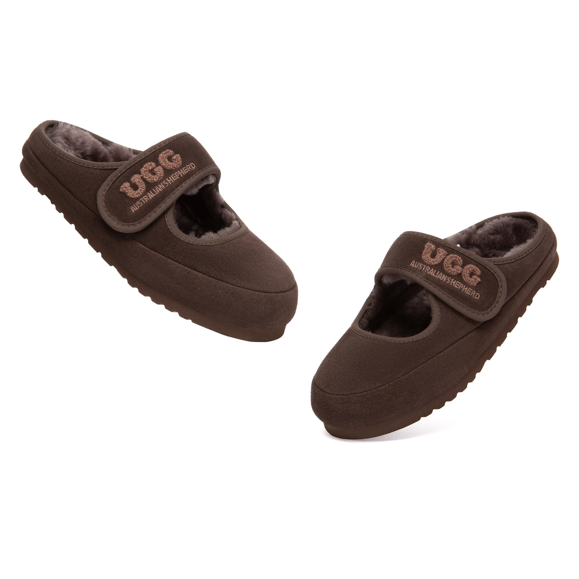 EverUgg adjustable strap Mary Jane slippers with cushioned soles and soft UGG material, perfect for casual comfort.