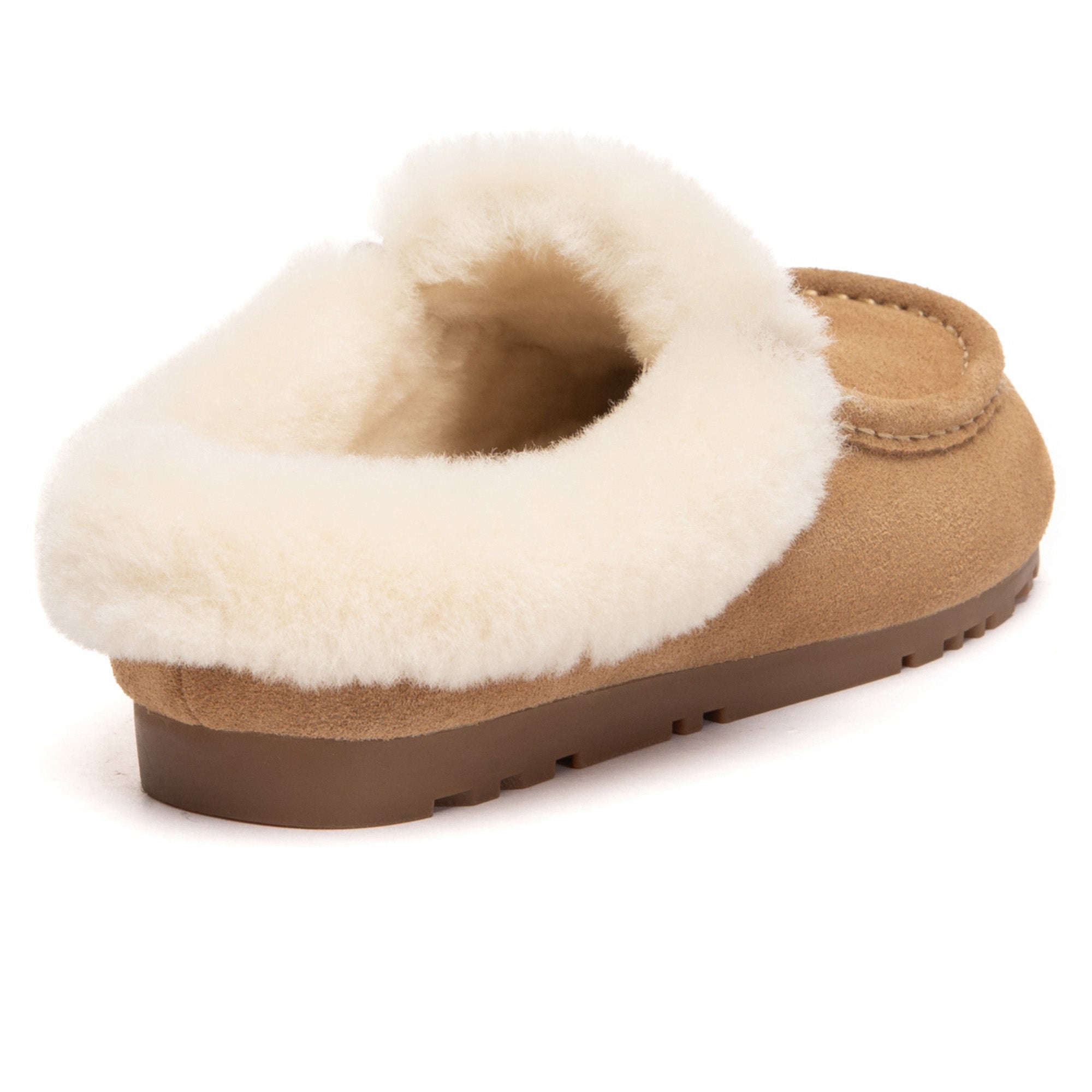 EverUgg ankle moccasin slippers in soft, cozy material with slip-on design and subtle branding, perfect for indoor comfort.