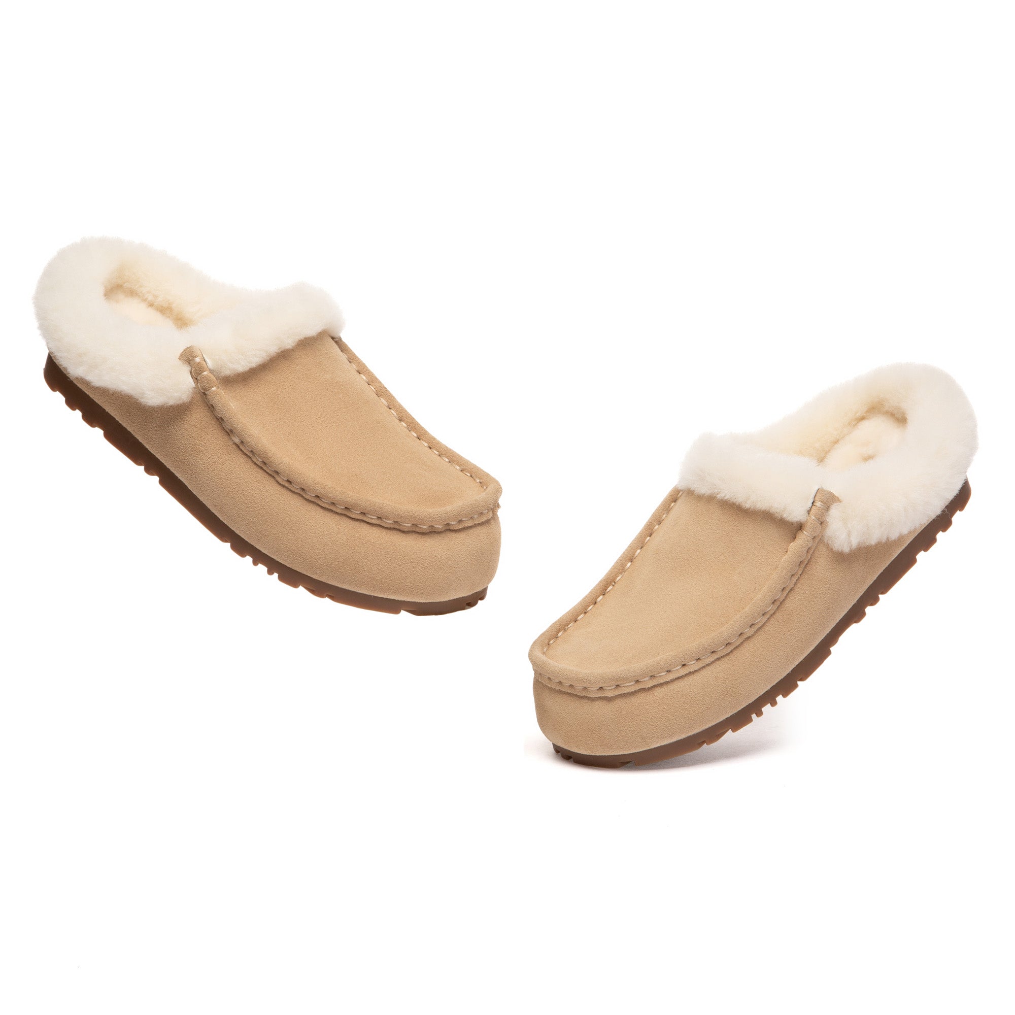 EverUgg ankle moccasin UGG slippers with soft, plush lining and suede exterior, perfect for cozy indoor wear.