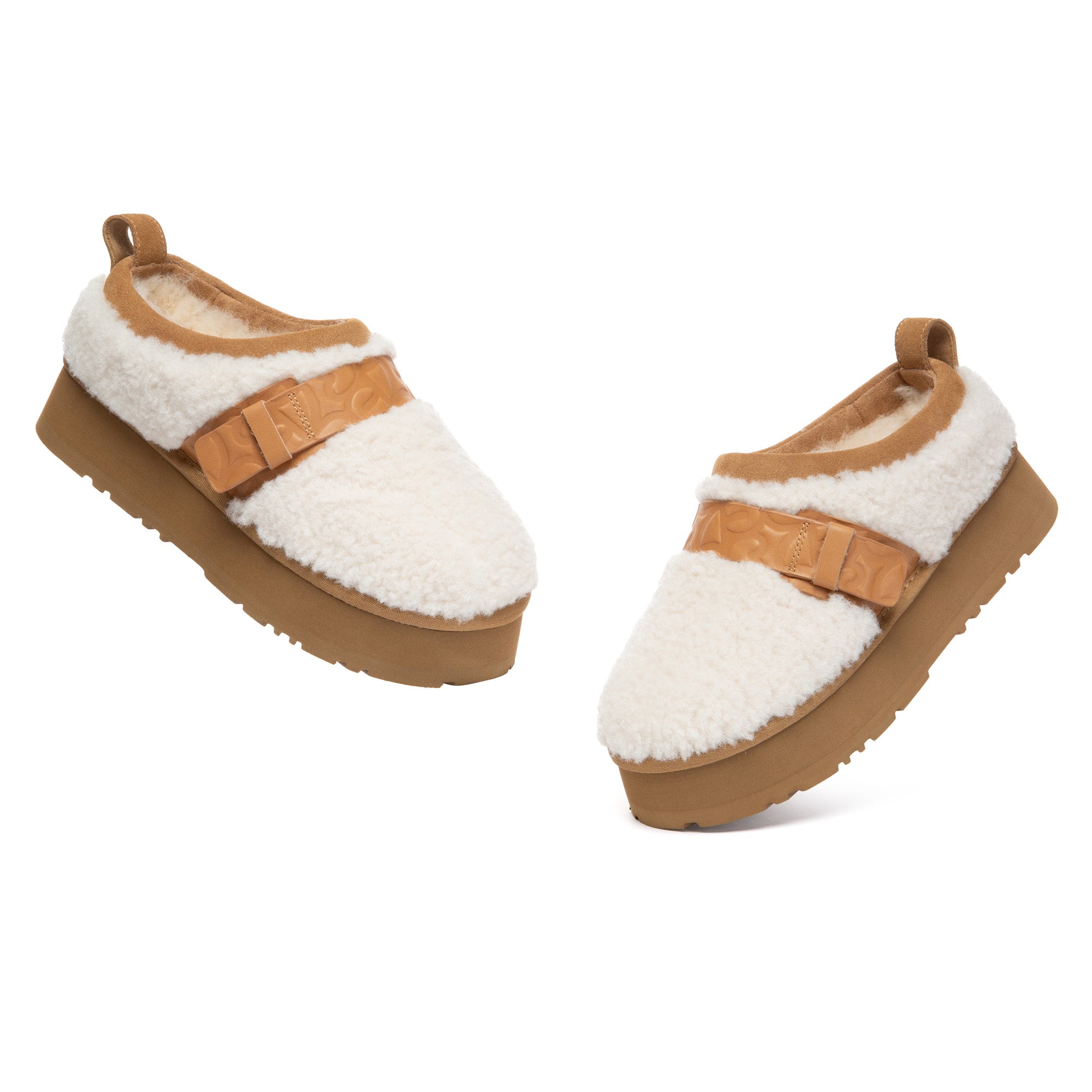 EverUgg ankle shearling platform UGG slippers with plush shearling lining and sturdy platform sole, designed for comfort and style.
