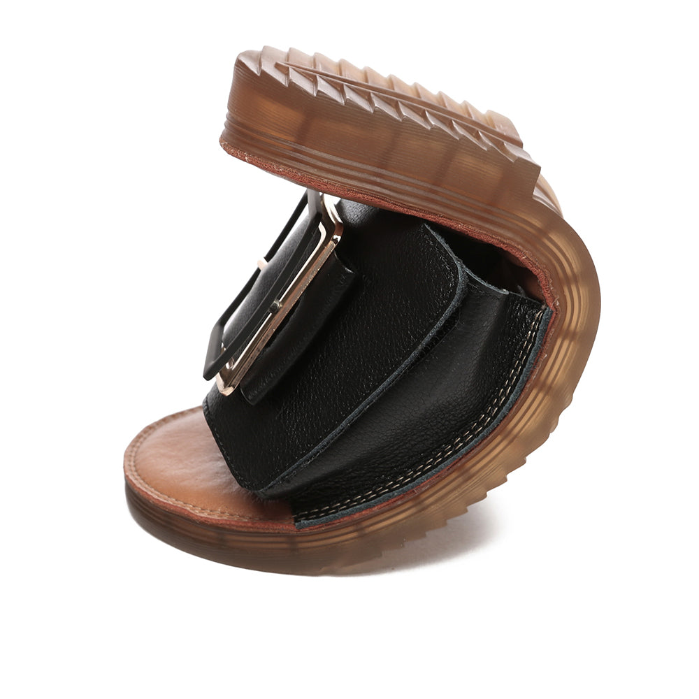 Black Anni Ultra Soft Flat Slides by EverUgg, stylish and comfortable sandals with a smooth finish and flat sole.