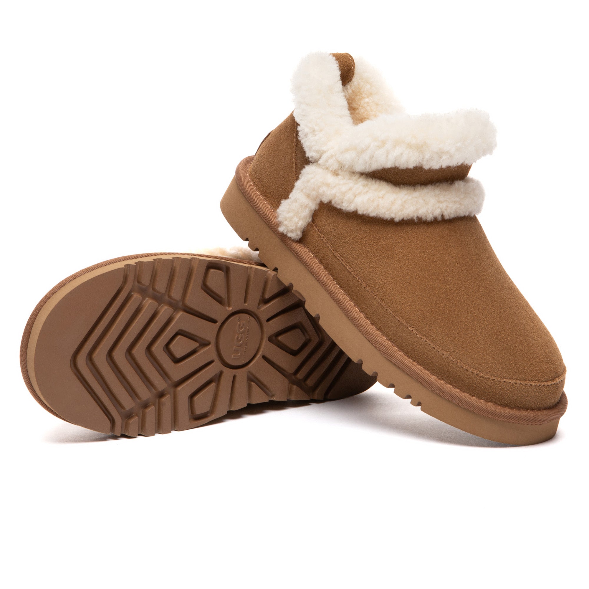 EverUgg Arden ankle slippers with plush UGG lining and cozy design, perfect for indoor comfort and casual wear.