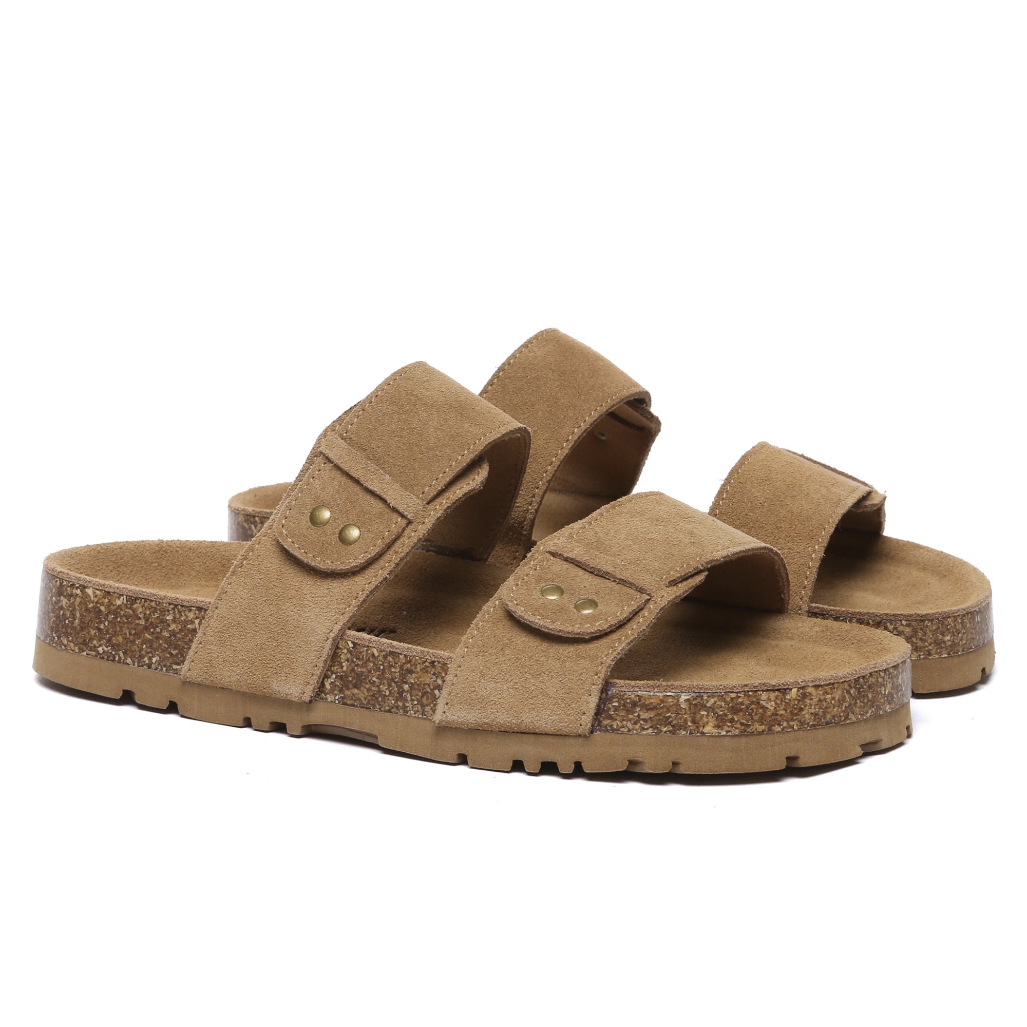 EverUgg Aurelia Birkie suede slides for women, showing the stylish open-toe summer shoes with sleek design and soft suede material.