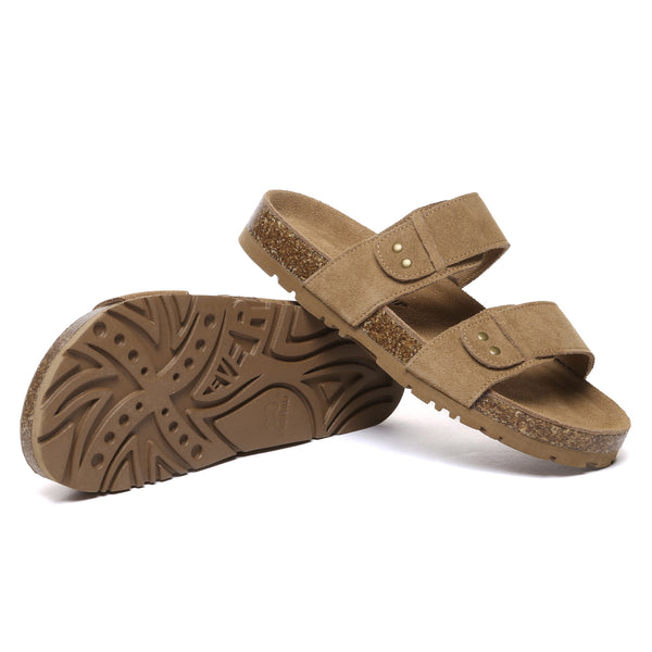 EverUgg Aurelia Birkie suede slides for women, summer shoes with sleek design and comfortable slip-on style.