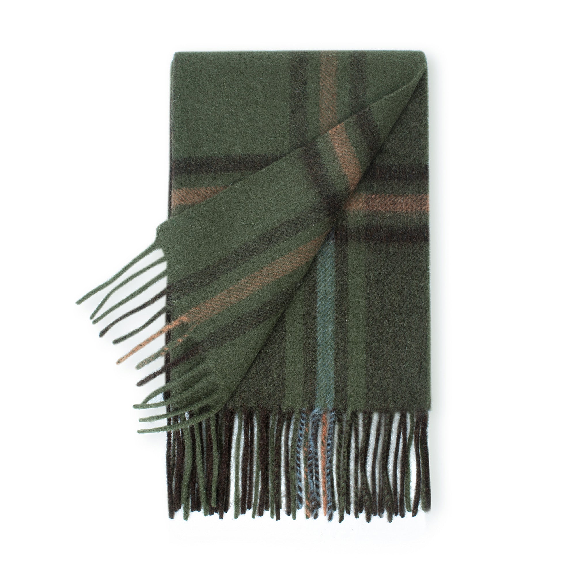 Australian Merino Wool check scarf by EverUgg featuring a soft, cozy plaid pattern in neutral tones.