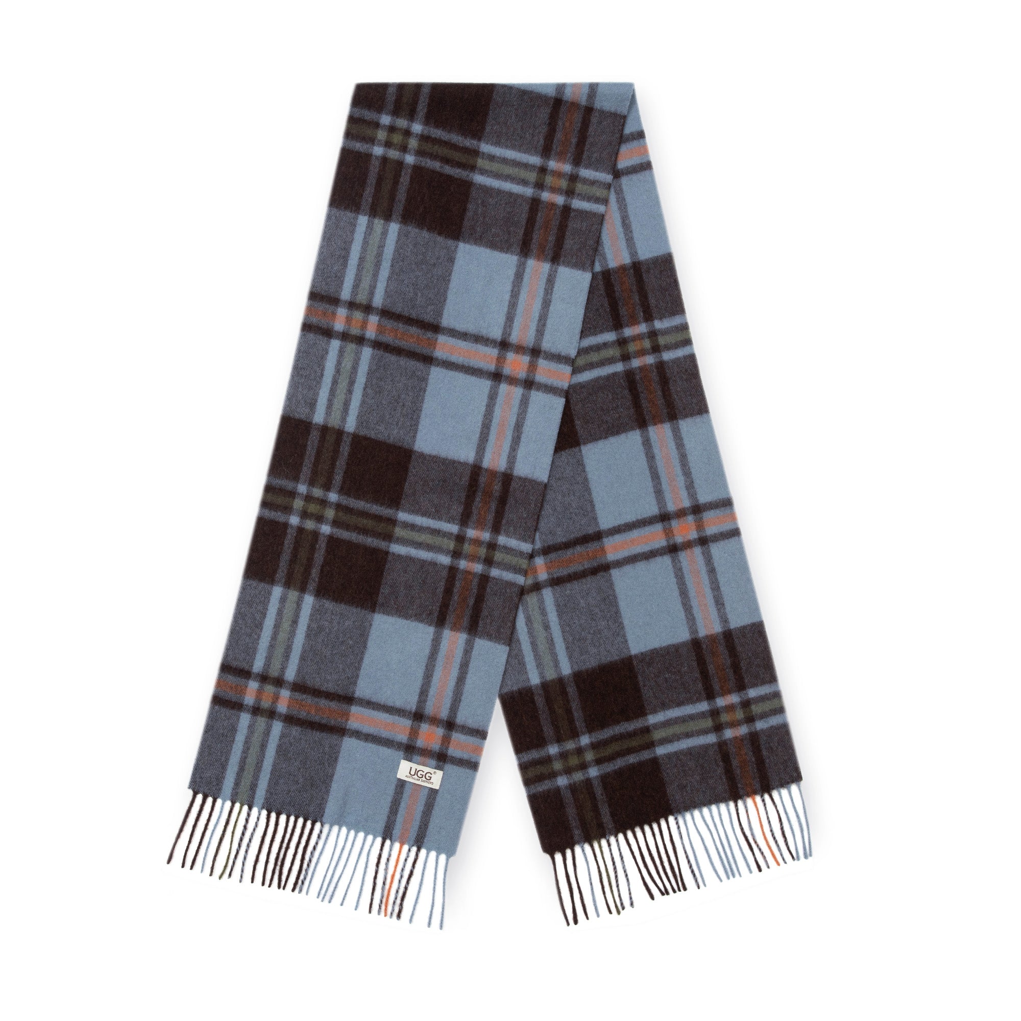 Gray Australian Merino Wool Check Scarf by EverUgg, featuring a soft, warm wool fabric with a classic check pattern.
