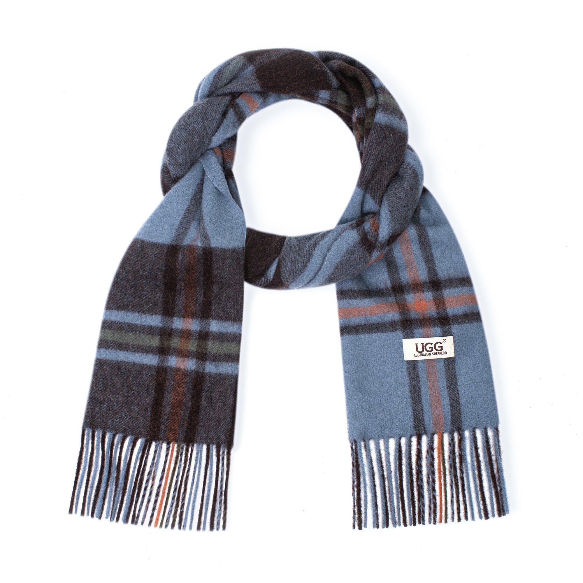Gray Australian Merino Wool Check Scarf by EverUgg, showcasing soft, warm wool with classic check pattern on a cozy scarf.