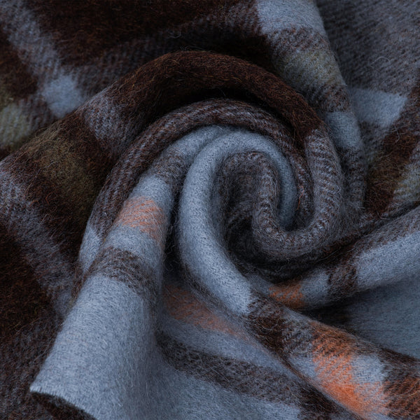 Australian Merino Wool Check Scarf by EverUgg in gray with a classic check pattern, soft and cozy for winter wear.
