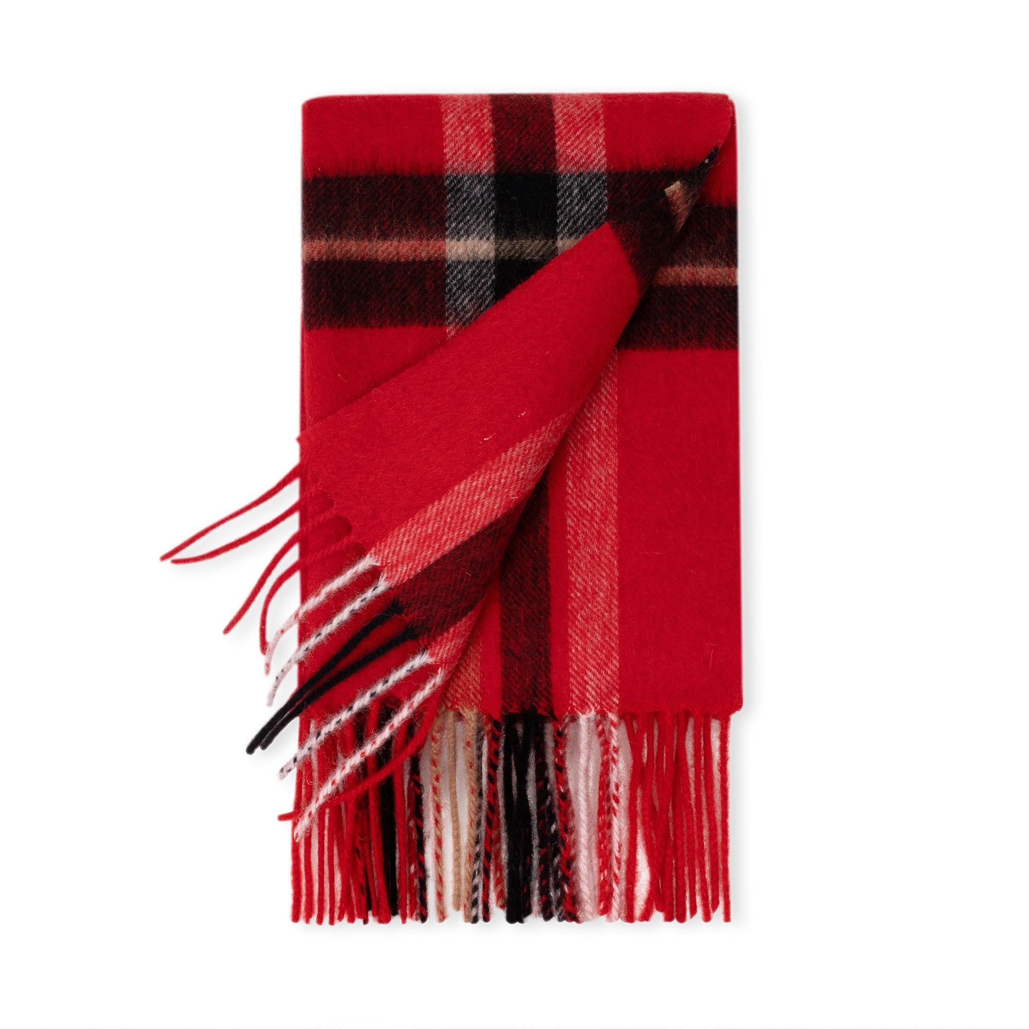 Red Australian Merino Wool Check Scarf by EverUgg, showcasing a cozy, stylish wool scarf with a classic check pattern.