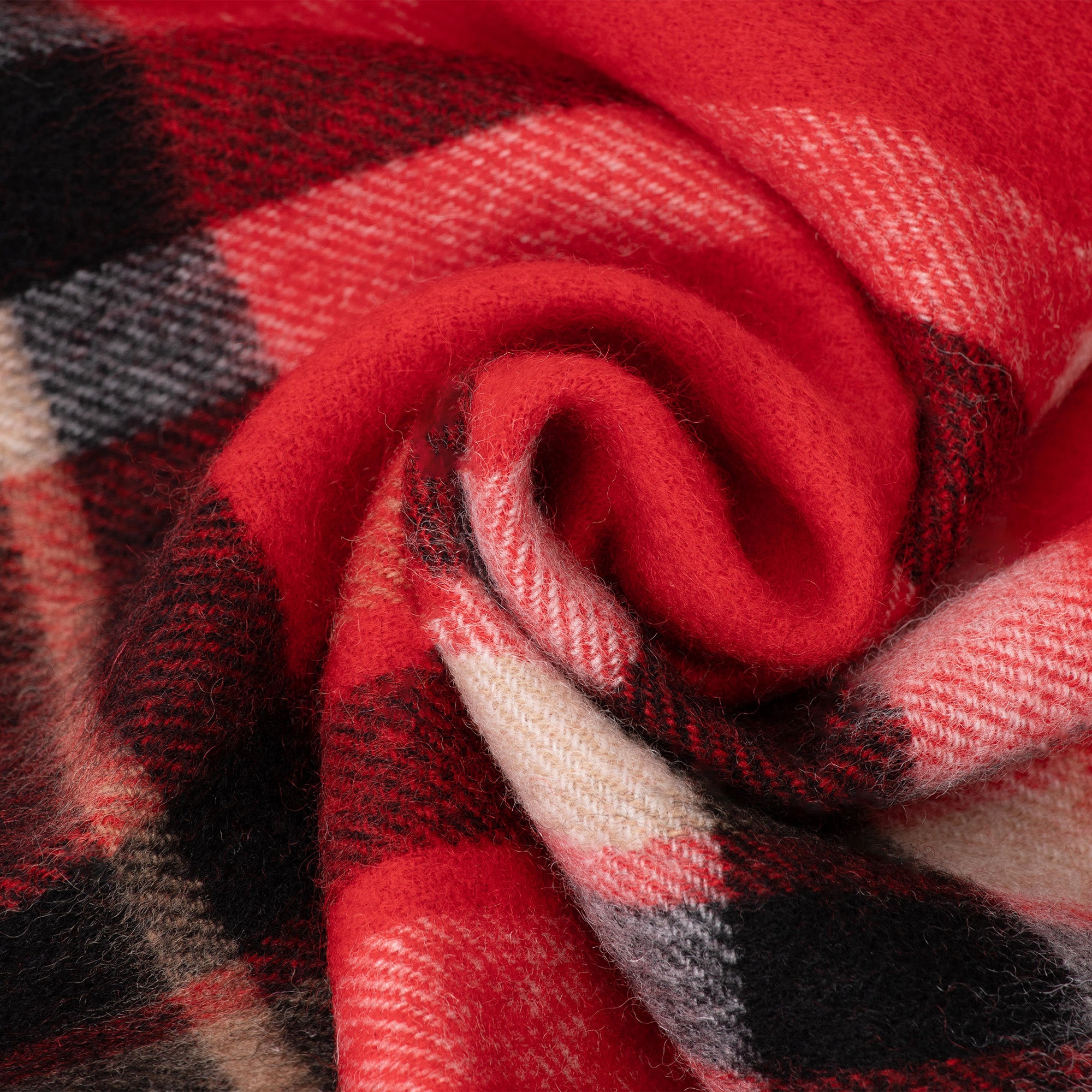 Red Australian Merino Wool Check Scarf by EverUgg, showcasing a cozy, stylish wool scarf with a checked pattern.