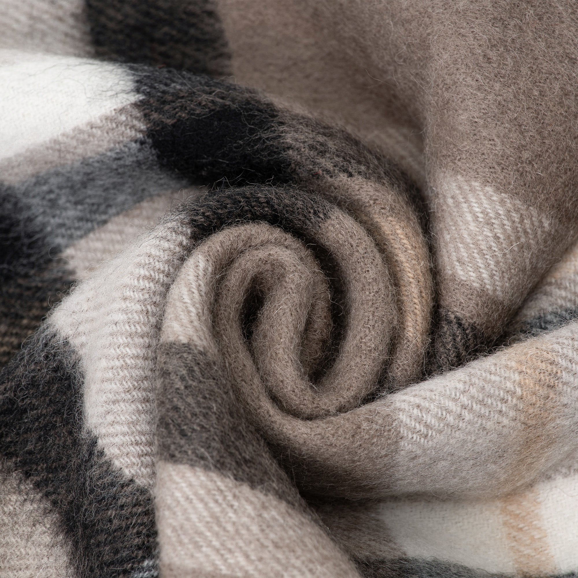 Caramel brown Australian Merino wool check scarf by EverUgg, showcasing a soft, warm, and stylish woven pattern.