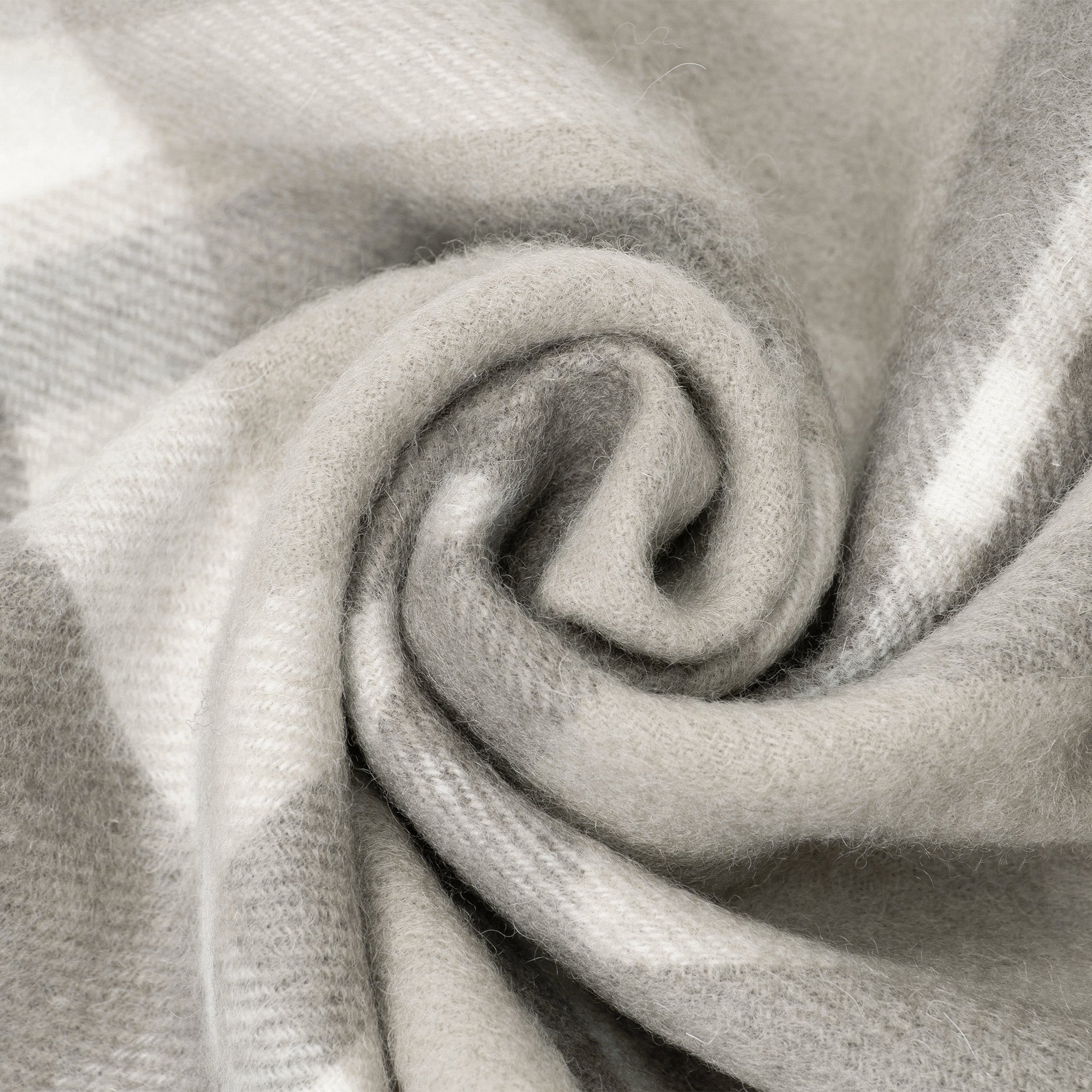 Australian Merino Wool Check Scarf by EverUgg in khaki with a classic plaid pattern, soft and warm for winter wear.