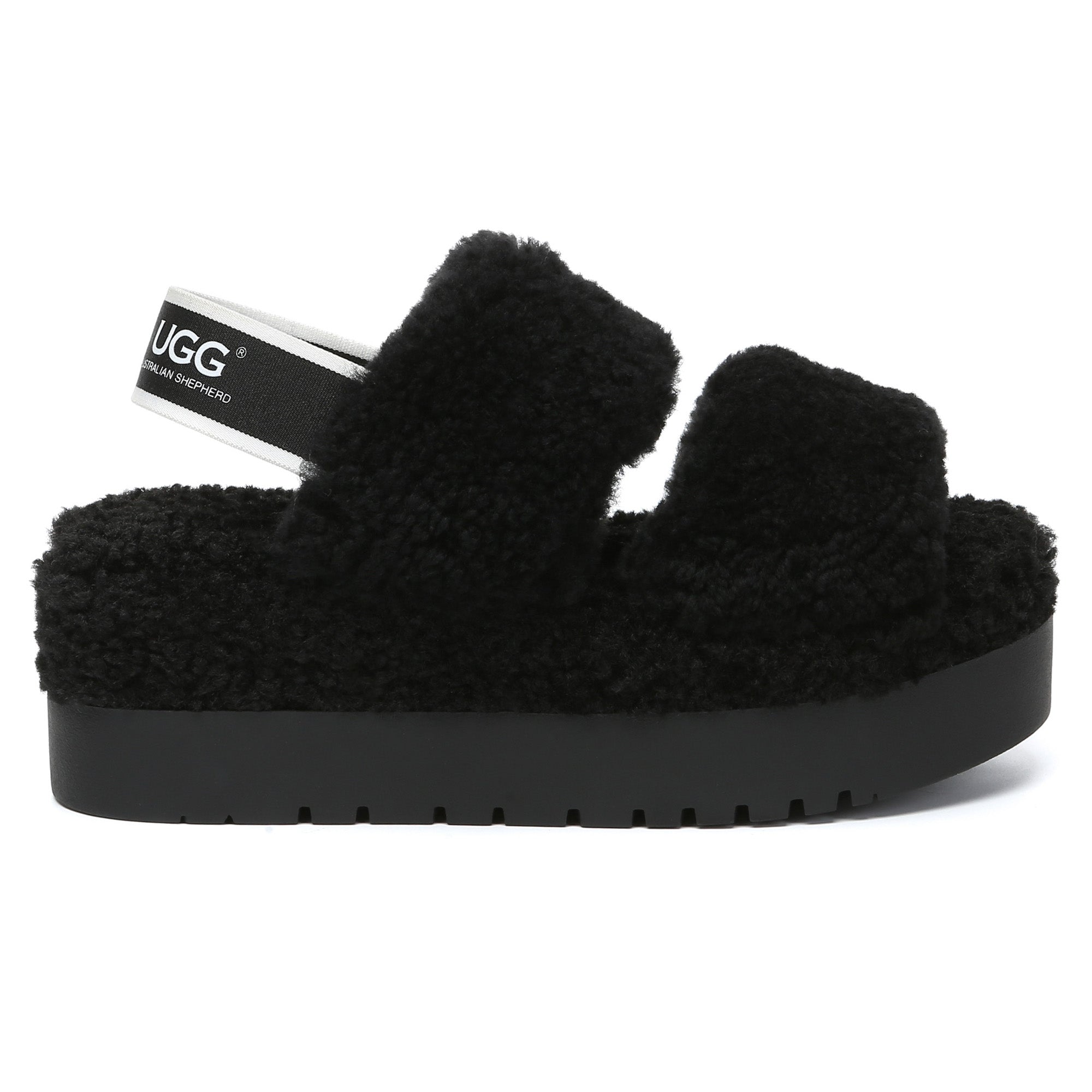 Double Strap Slingback Platform UGG Slippers