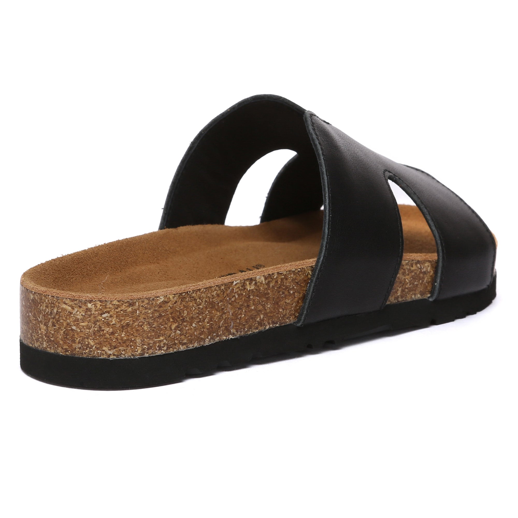 Women cork style leather slides by EverUgg featuring open-toe design and slip-on style, perfect for casual summer wear.