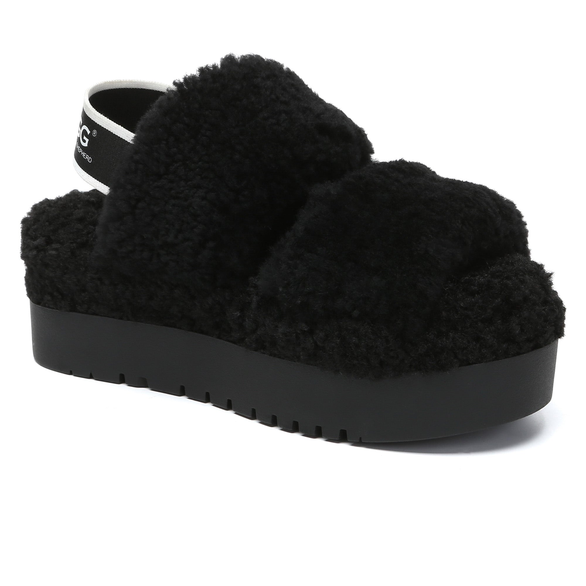 Double Strap Slingback Platform UGG Slippers
