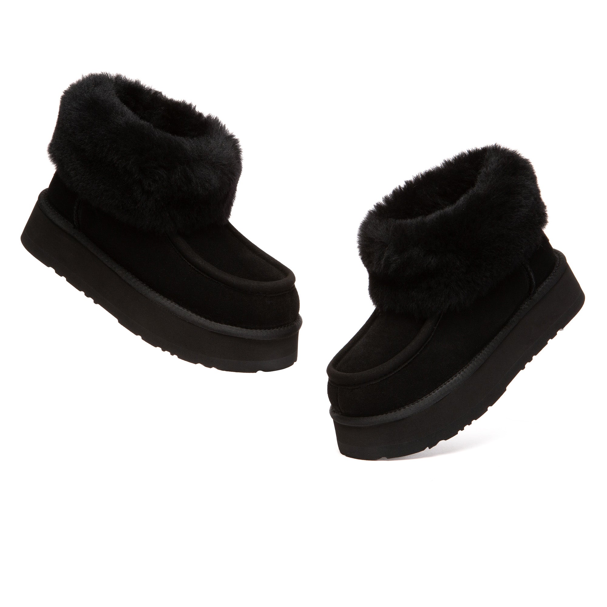 EverUgg Loofee UGG boots in plush, tan suede with shearling lining, showcasing their cozy and stylish design.