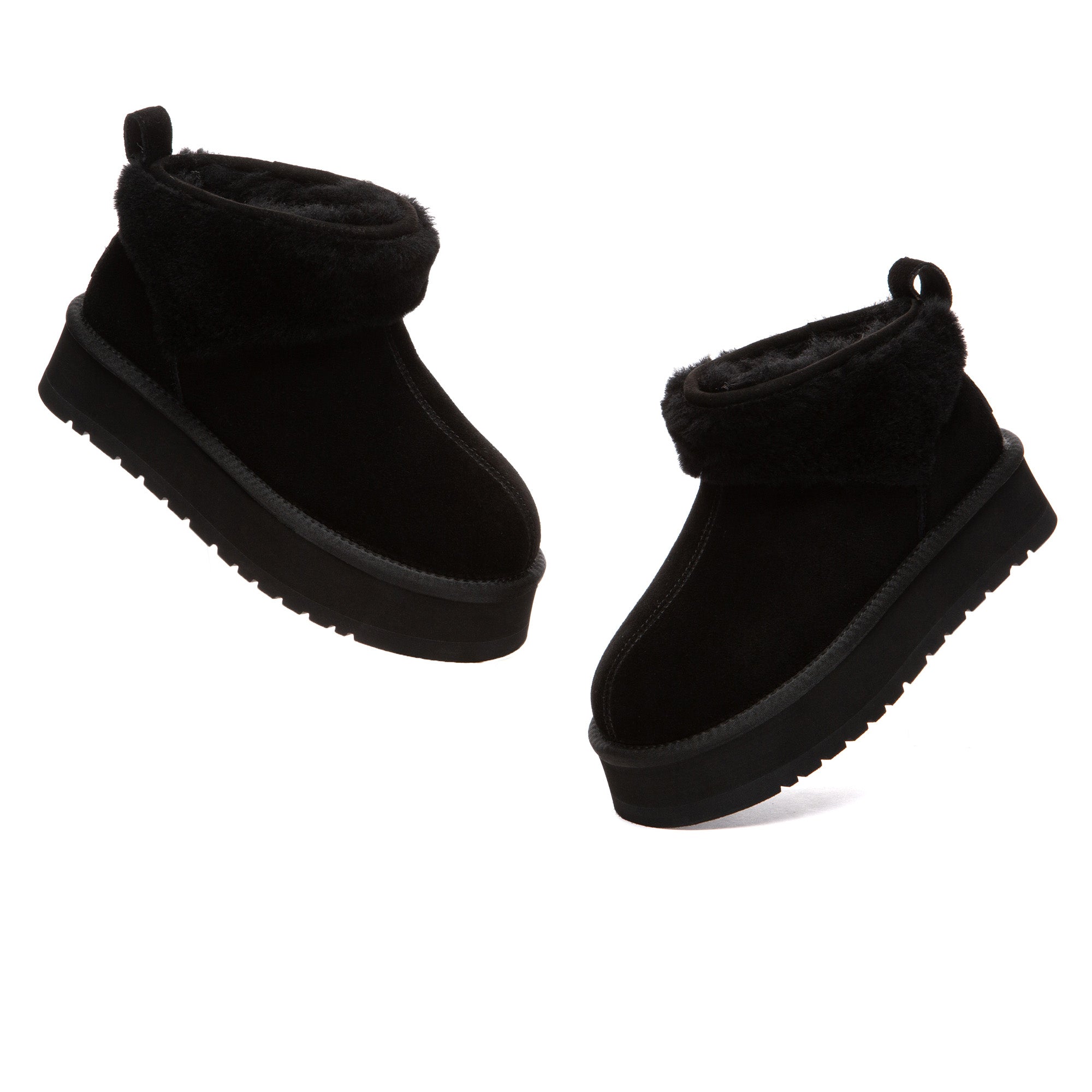 EverUgg Wool Ankle Platform UGG Boots with cozy wool lining and chunky heel, stylish ankle-length footwear for cold weather.