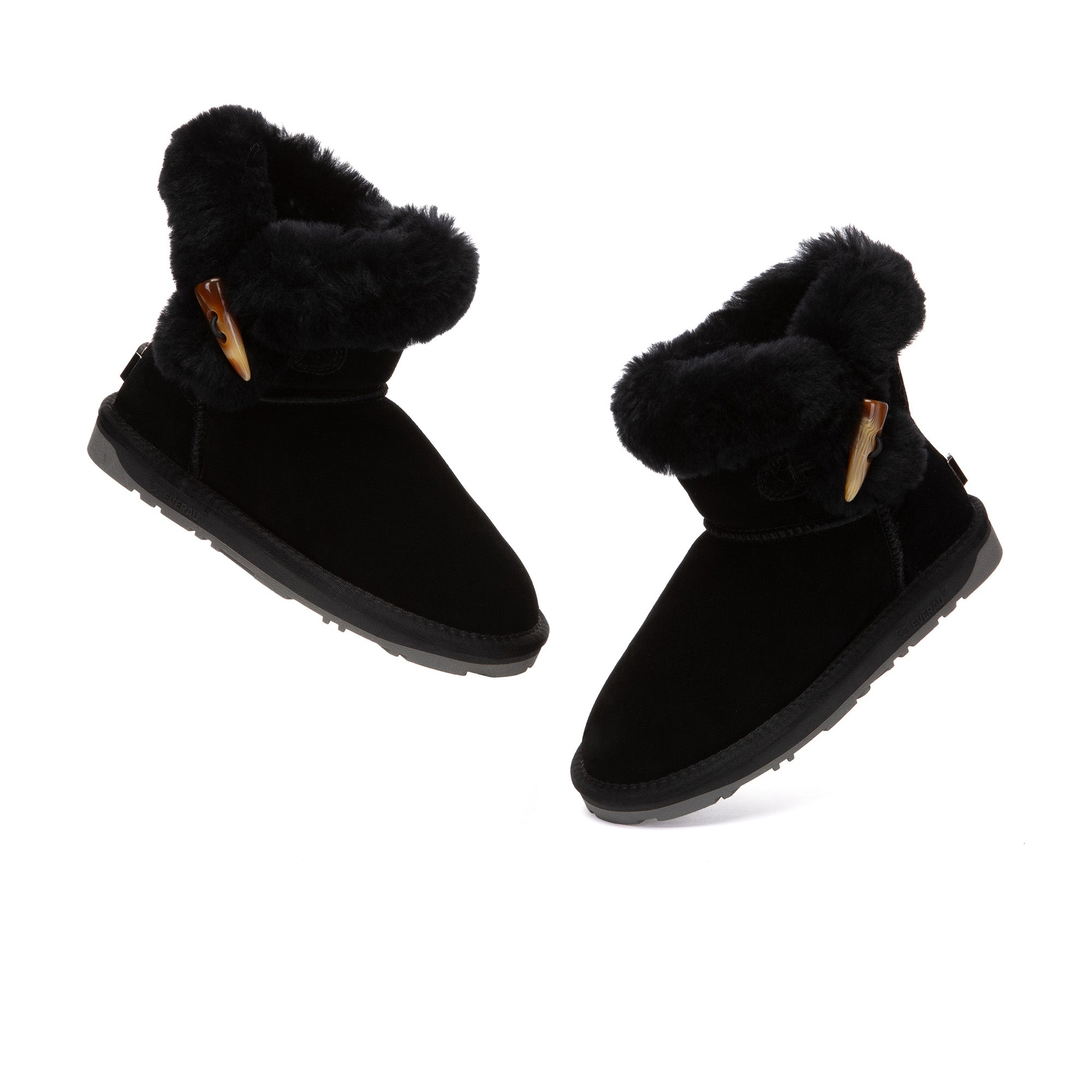EverUgg Tiara Shark Mini Button UGG Boots featuring a stylish design with button accents and a cozy, plush interior.