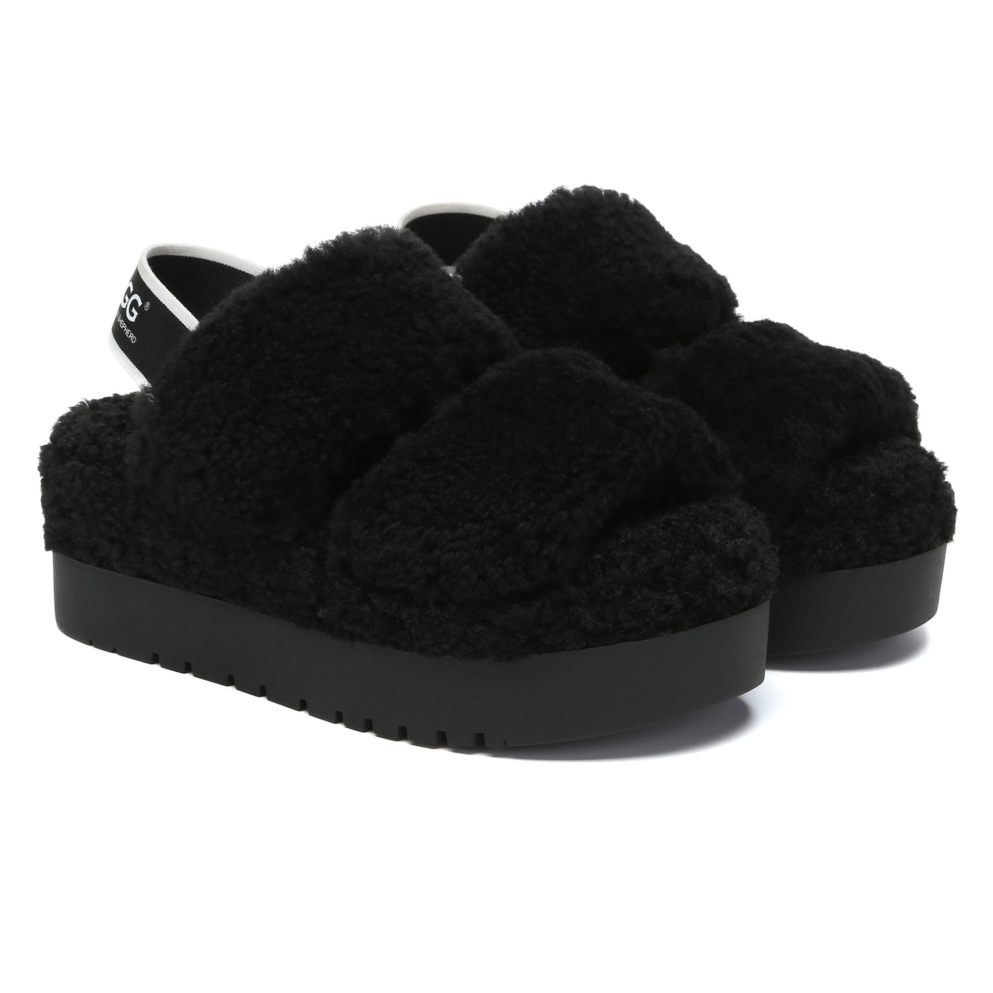 Double Strap Slingback Platform UGG Slippers
