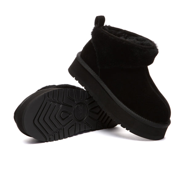 EverUgg Wool Ankle Platform UGG Boots with thick soles and cozy interior, stylish for casual winter wear