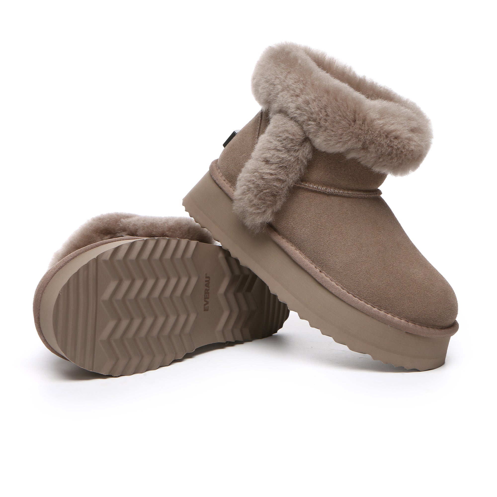 EverUgg Kaz Shearling Mini Platform UGG Boots for women, featuring plush shearling lining and stylish mini platform design.