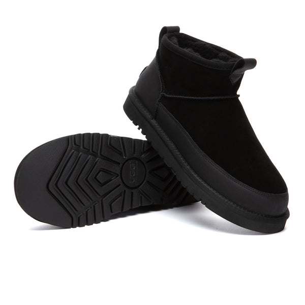 EverUgg Tabs Ultra Mini Ankle UGG Boots in beige with plush lining and ankle height, stylish and cozy footwear for cold weather.
