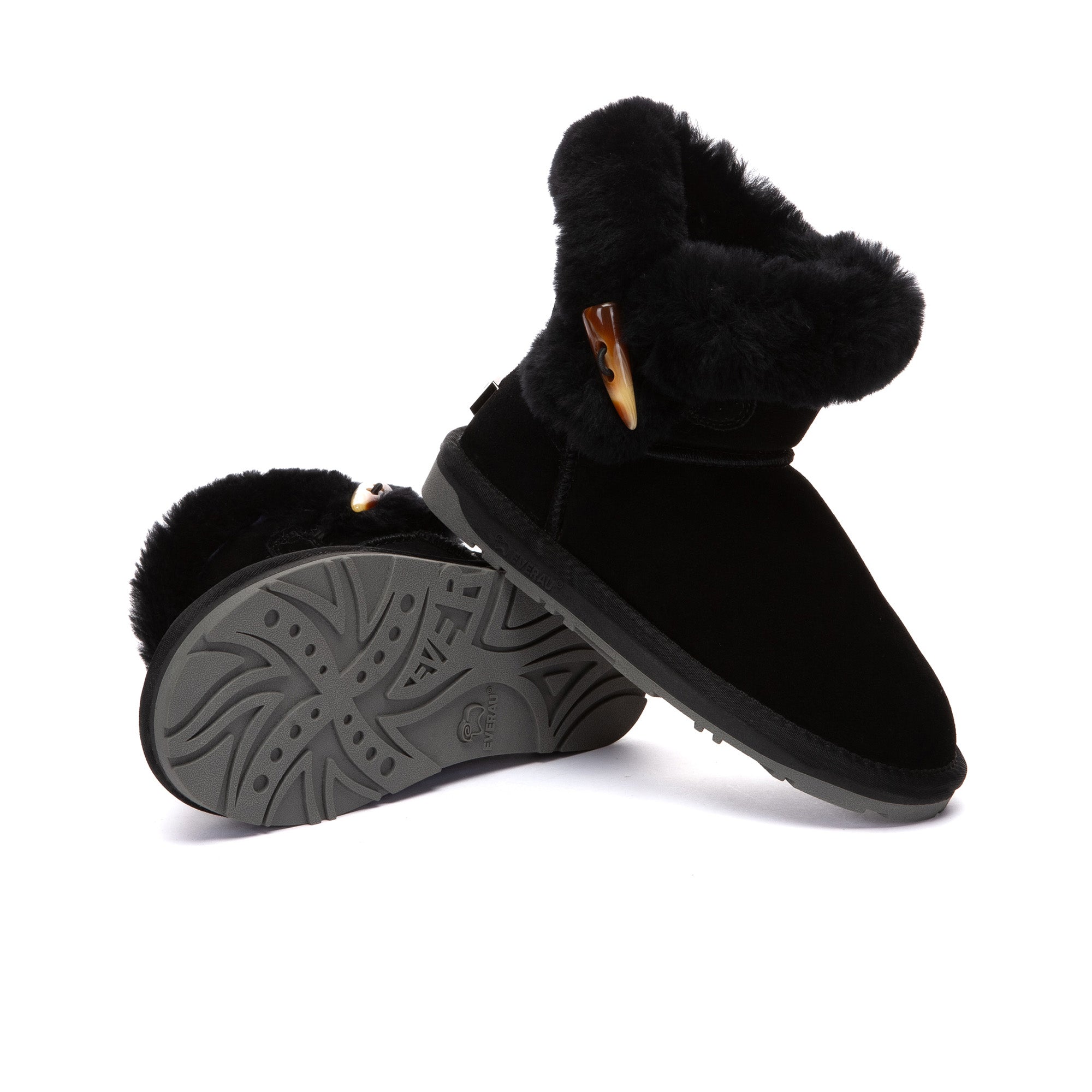 EverUgg Tiara Shark Mini Button UGG Boots featuring a stylish design with button accents and plush lining.