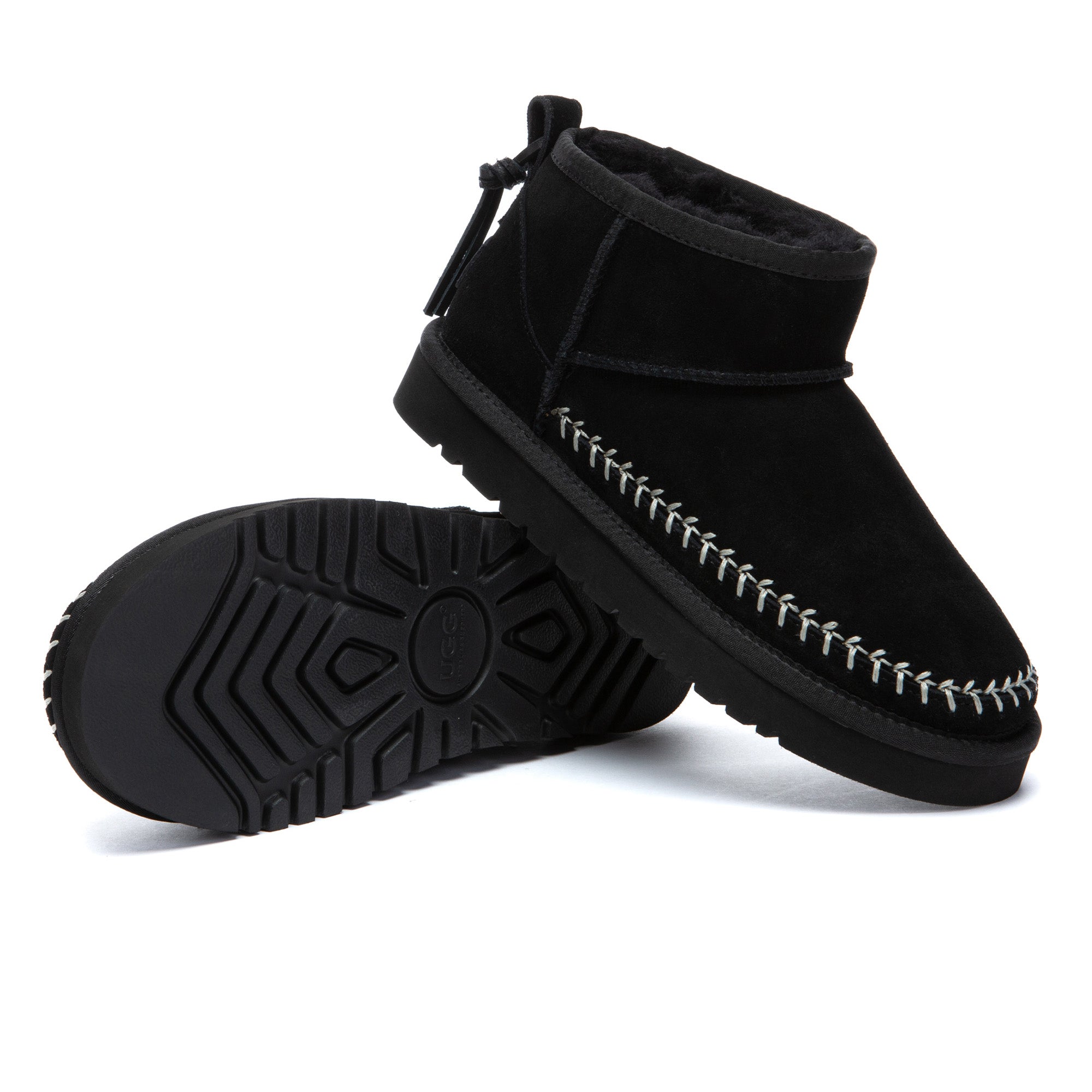 Close-up of Stitch Ultra Mini UGG Boots by EverUgg showing soft, plush exterior and cozy design ideal for cold weather.