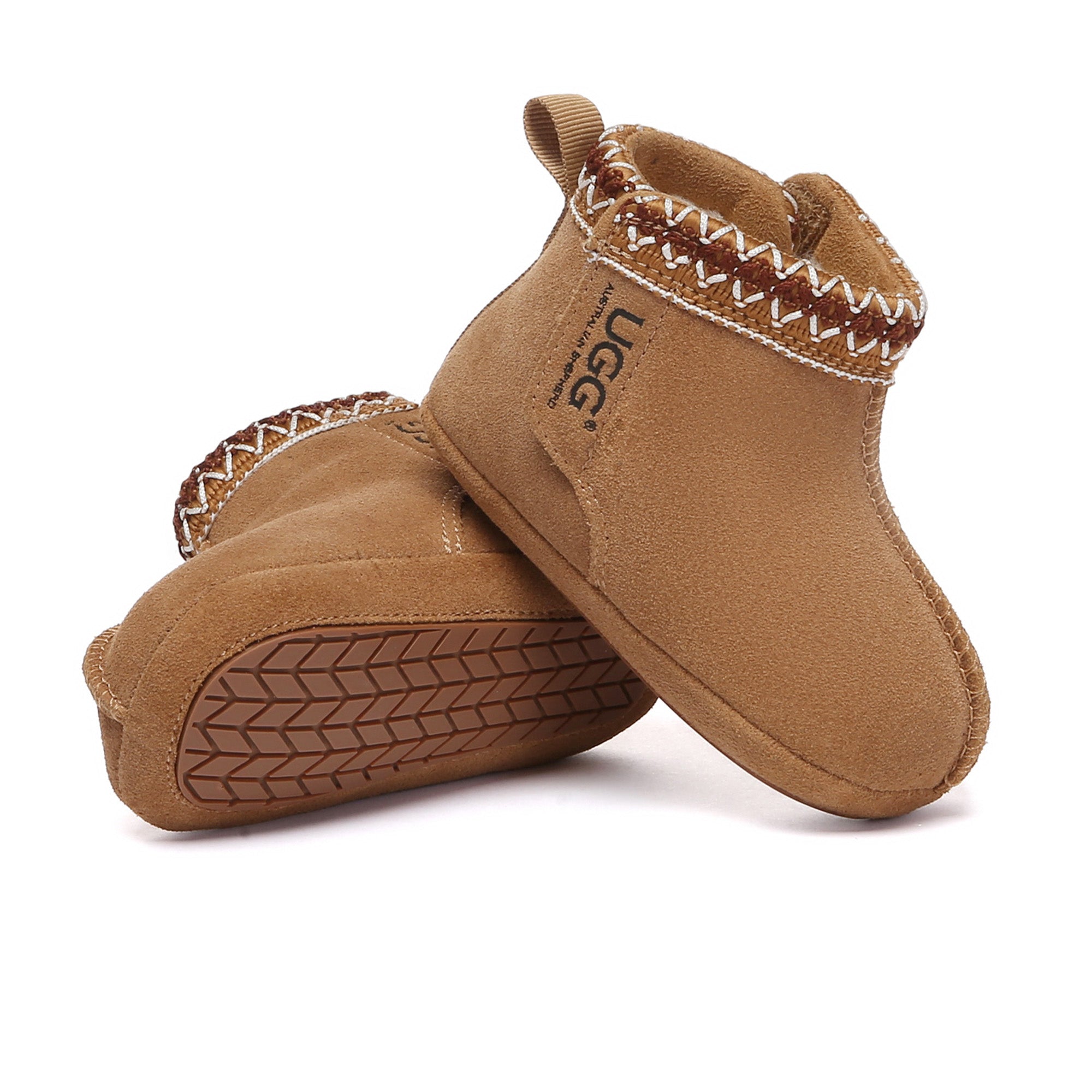 Baby UGG boots from EverUgg in a cozy stitch design, part of a cute baby gift set, perfect for little feet.