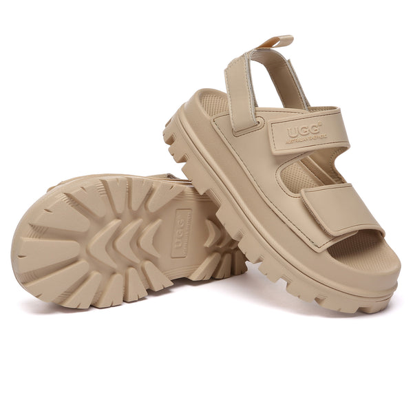 EverUgg Bea Chunky UGG platform sandals for women with thick soles and open-toe design, stylish slip-on slippers or slides.