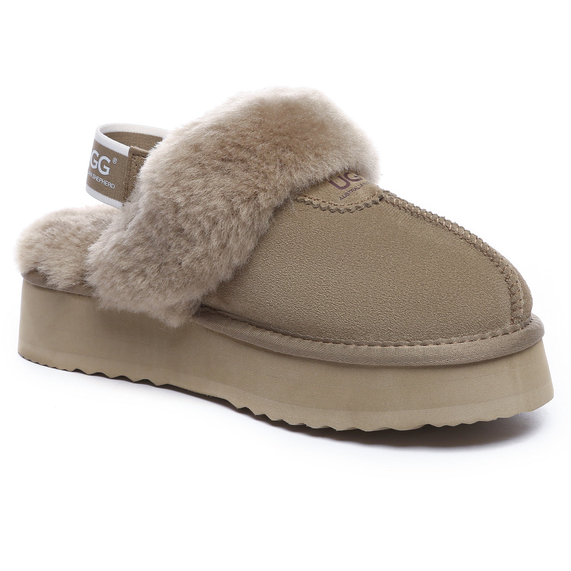 EverUgg Beta Platform UGG slippers featuring a plush interior and thick platform sole, designed for comfort and casual wear.