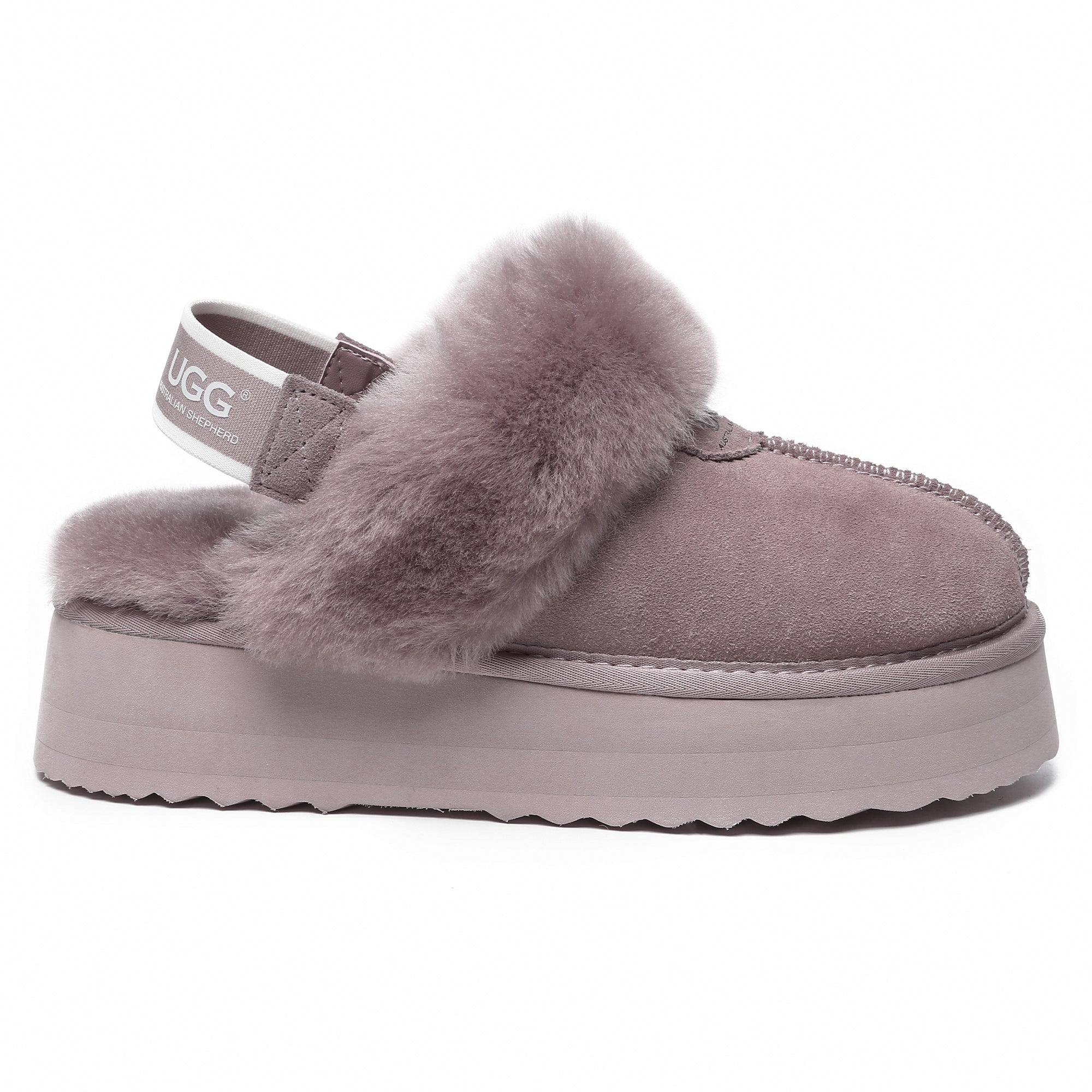 EverUgg Beta Platform UGG slippers featuring soft, plush material and a thick platform sole on a neutral background.