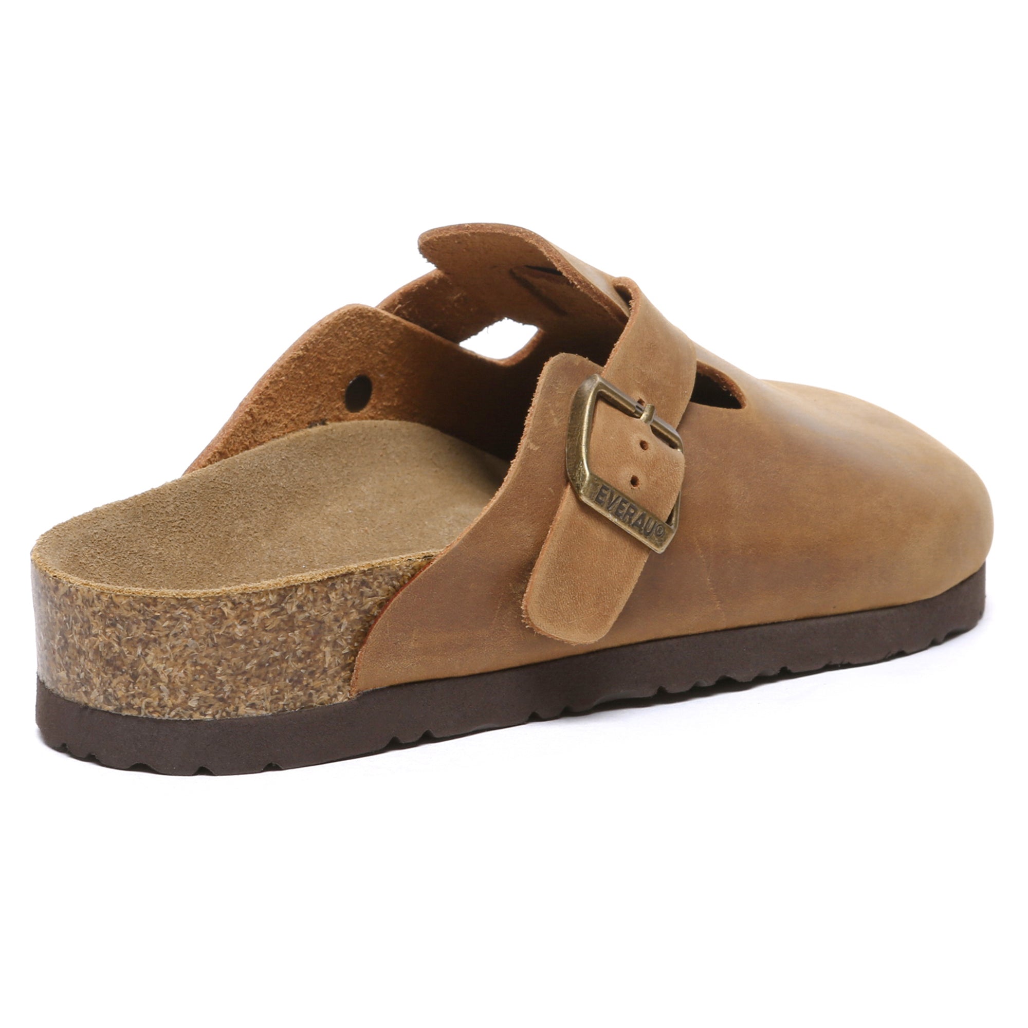 EverUgg Birkie Men Leather Slippers showing soft leather exterior and cozy interior for comfortable indoor wear