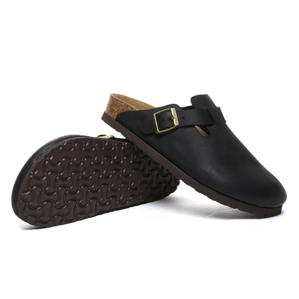 EverUgg Birkie Men Leather Slippers showing soft leather upper and comfortable sole for indoor wear.