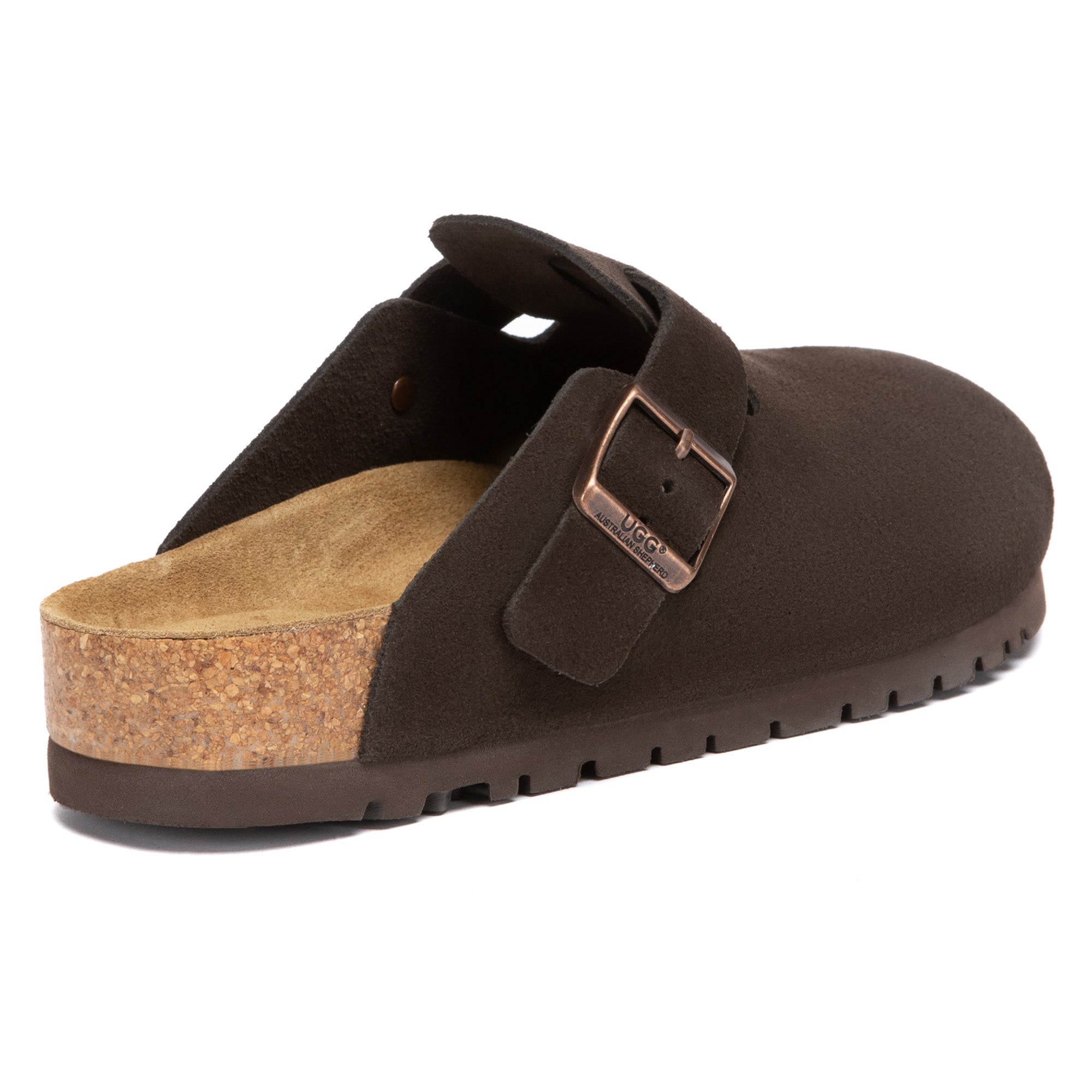 EverUgg Birkie Suede Buckle Clogs slippers with a soft suede finish and buckle detail, designed for comfortable indoor wear.