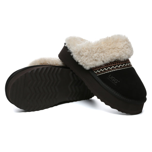 EverUgg Bohemian knitted UGG platform slippers for women, featuring a cozy knitted design and chunky platform sole.