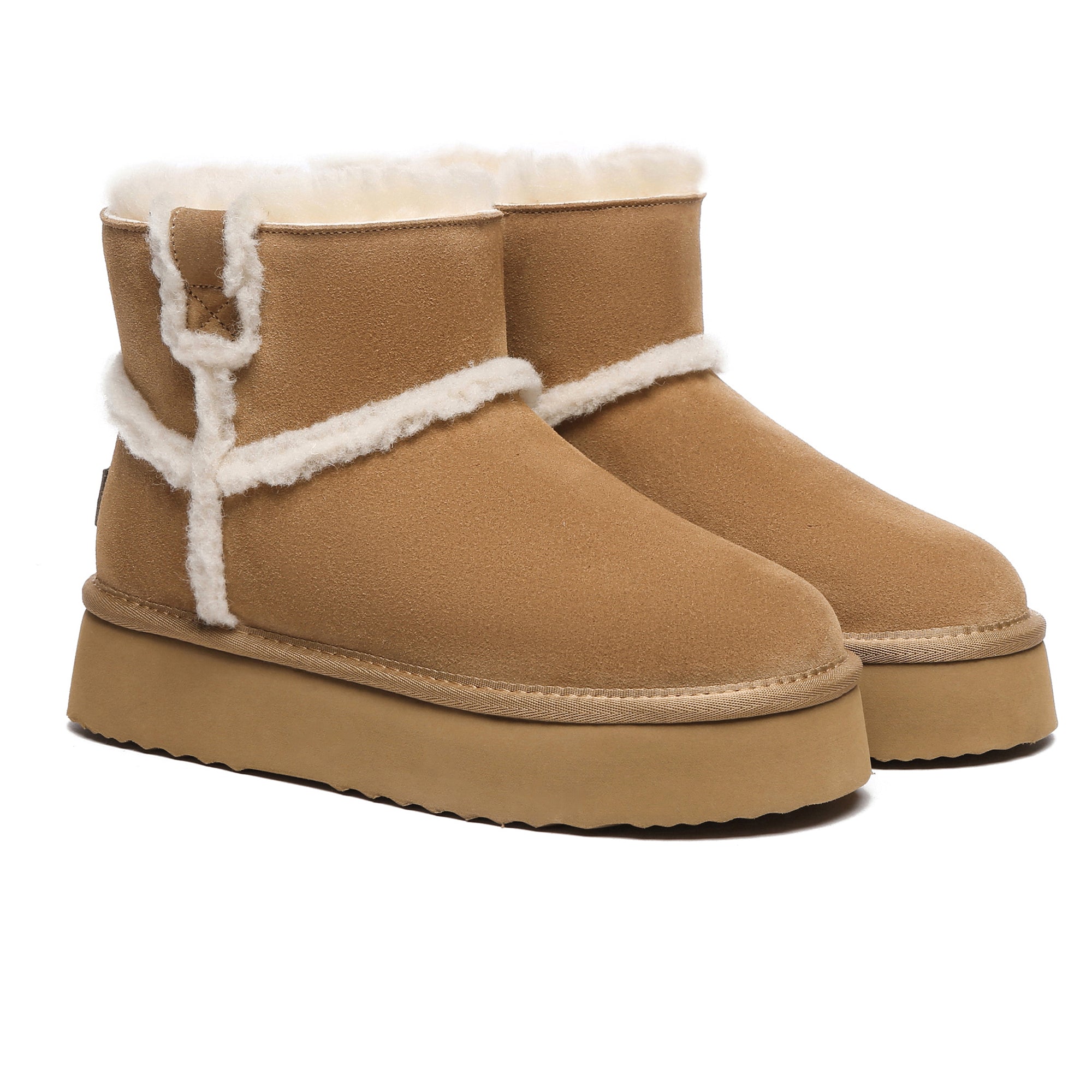 EverUgg Bronte women’s platform UGG boots with plush sheepskin lining and sturdy sole, stylish and cozy winter footwear.