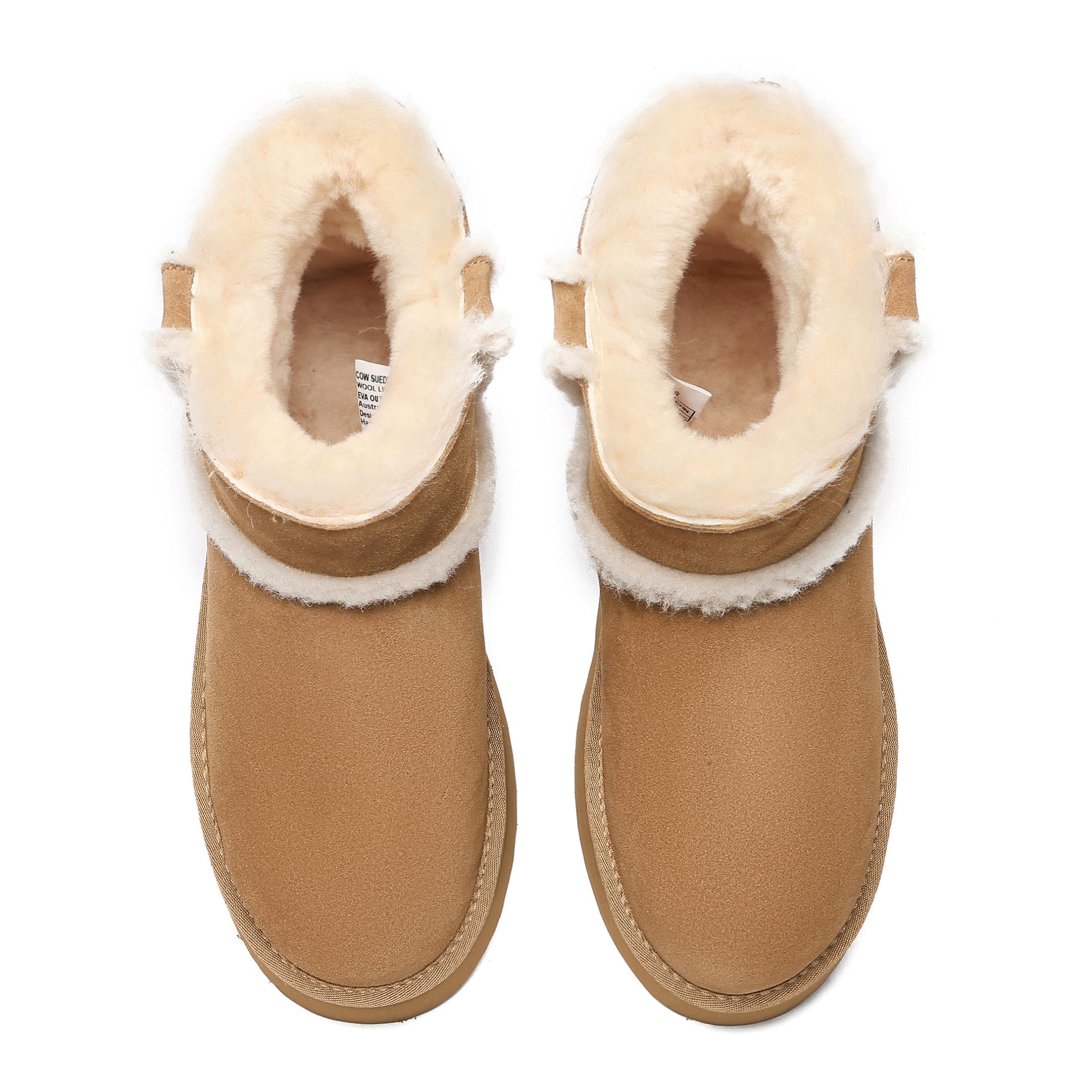 EverUgg Bronte women’s platform UGG boots in chestnut color with plush fur lining and thick rubber soles.