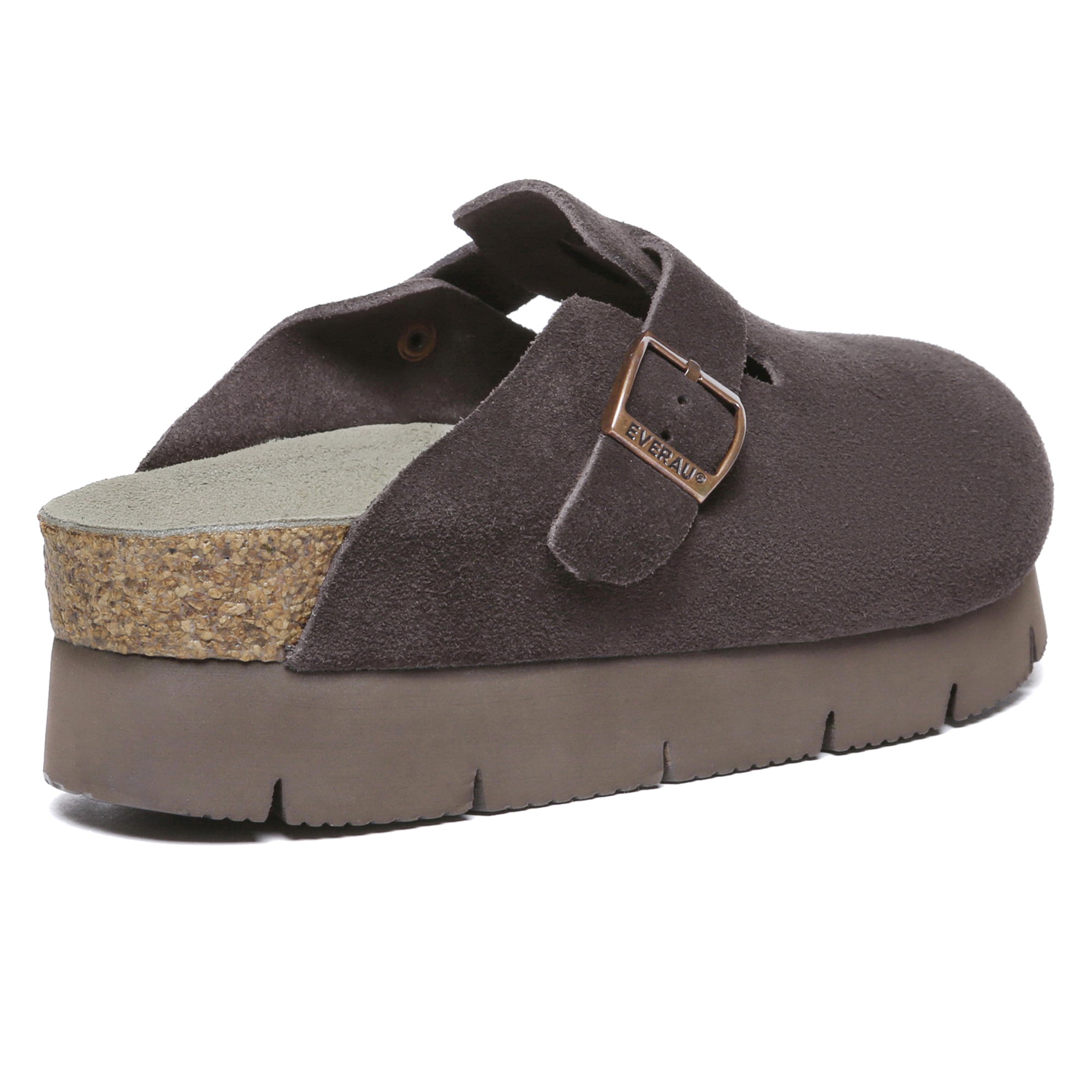 EverUgg Brooklyn Birkie Platform Slides for women with cork wedge soles and tan leather straps, perfect for summer wear.