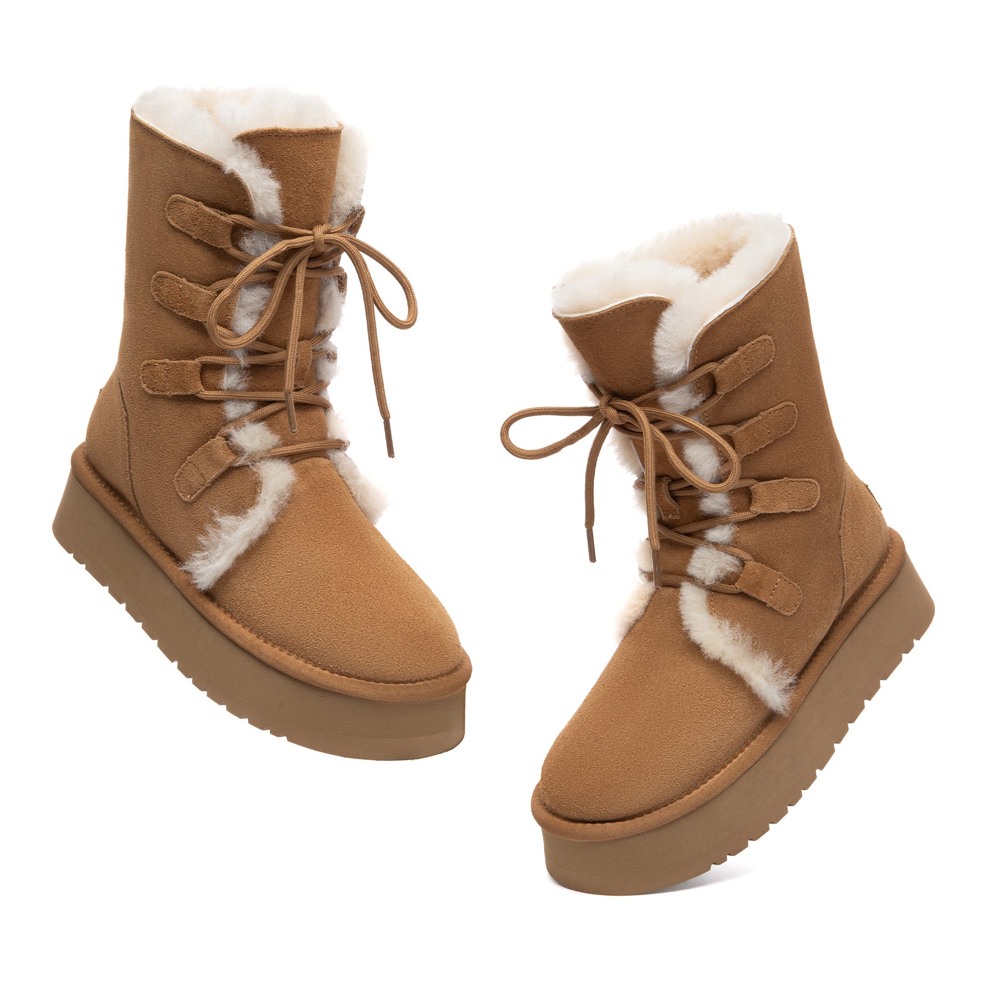 EverUgg Bruno lace-up tall platform boots featuring a rugged design and sturdy sole, ideal for stylish winter wear.