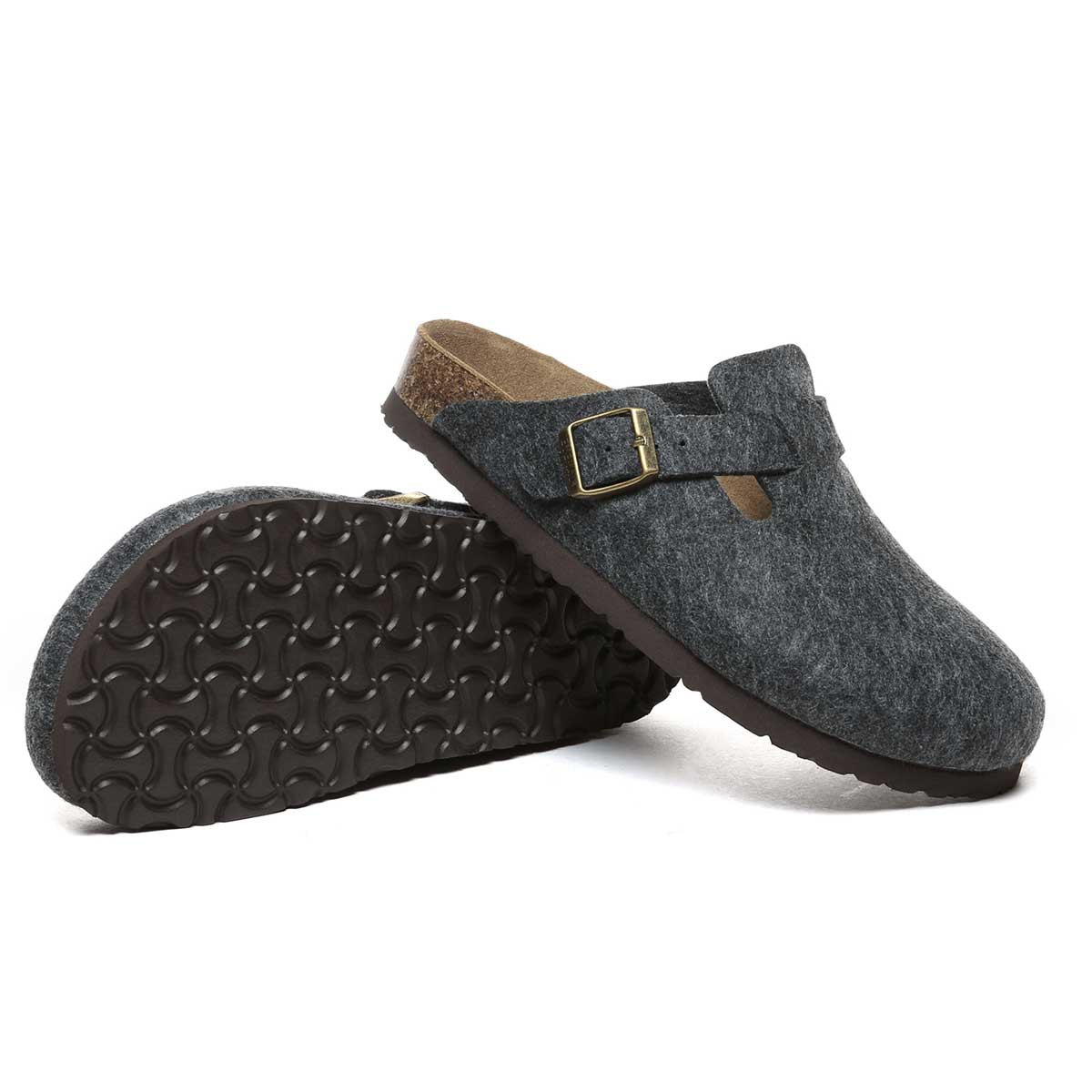 Black Brynna Birkie Buckled Straps Slippers for women by EverUgg, featuring comfortable slip-on design with buckle accents.