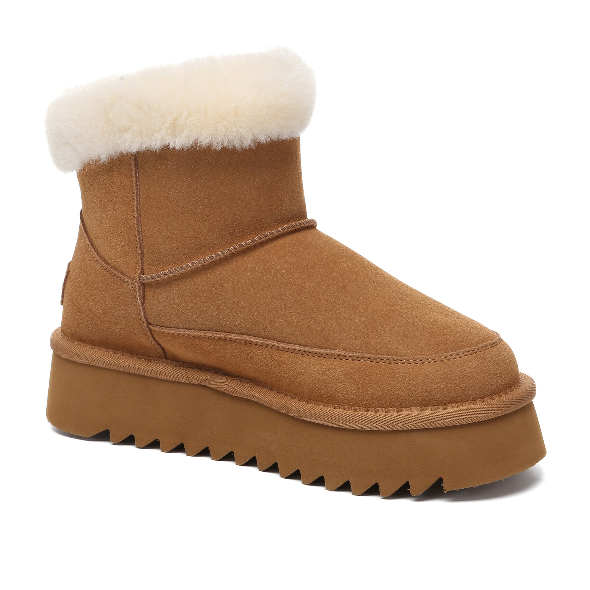 EverUgg Bynnie shearling strap mini platform UGG boots for women, featuring a cozy shearling lining and stylish design.